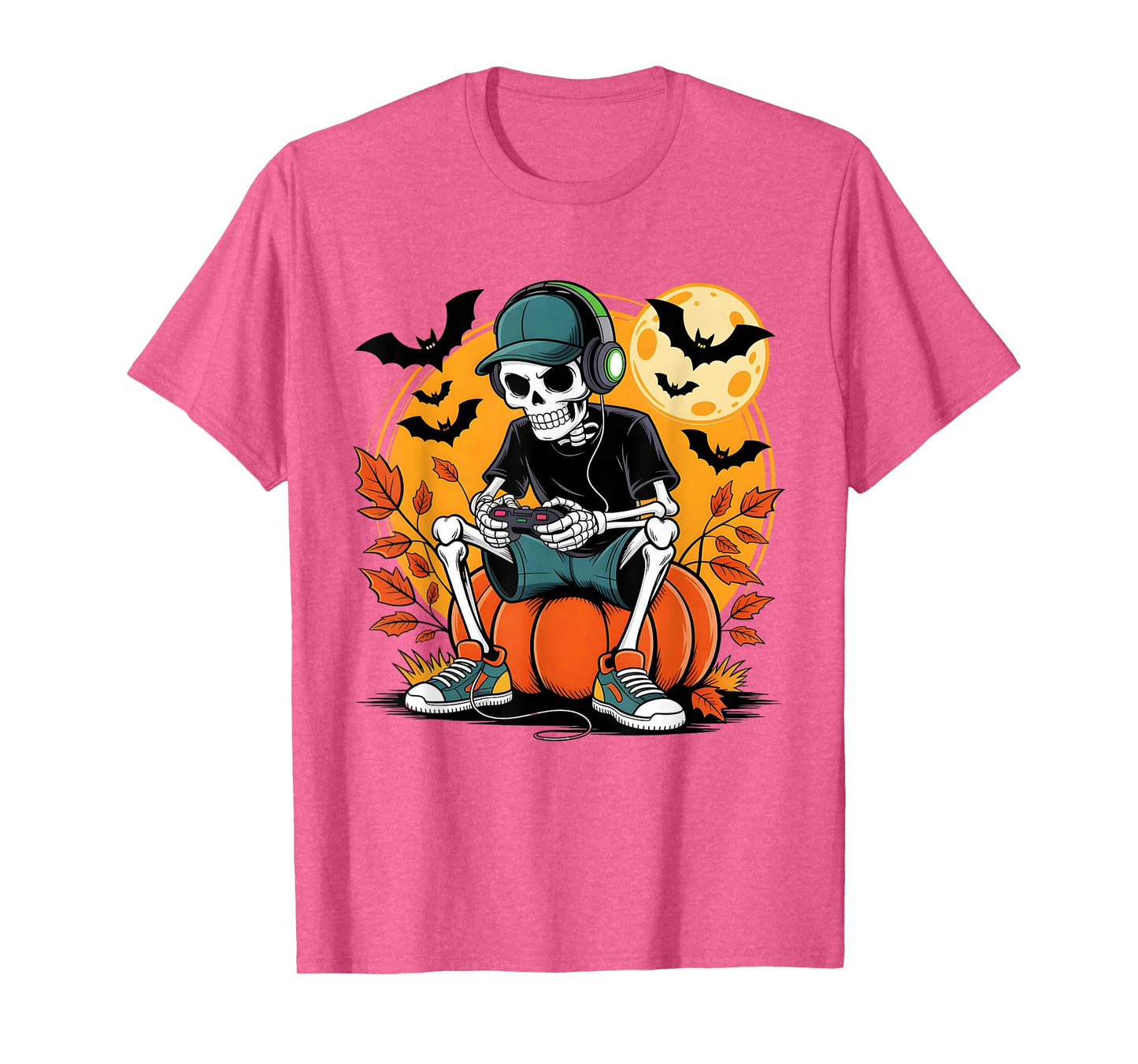 Halloween Skeleton Gamer Video Gaming Boys Men Kids T-Shirt
