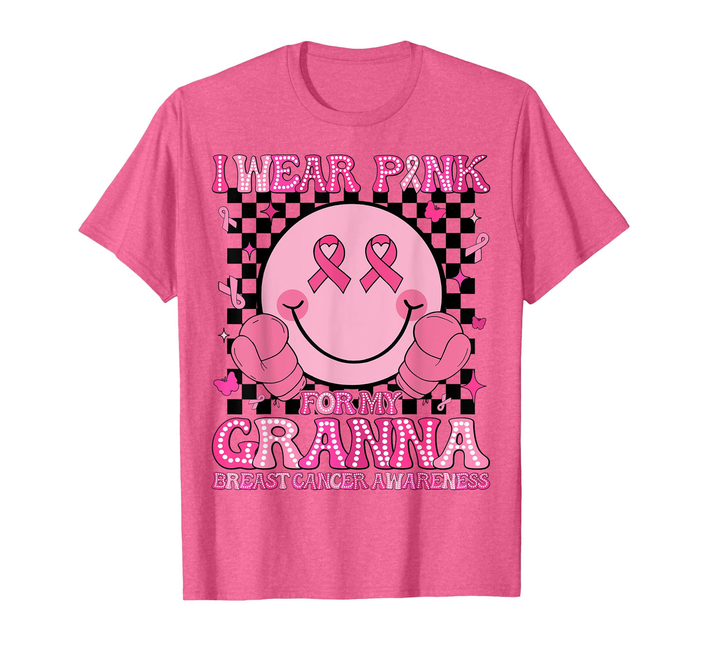 I Wear Pink For My Granna Breast Cancer Awareness Groovy T-Shirt