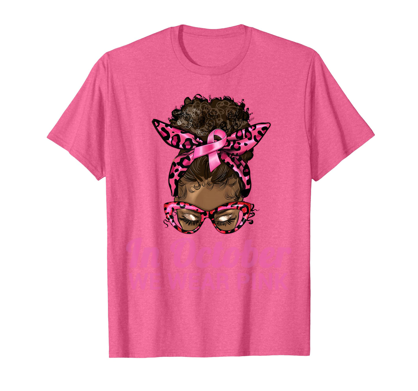 in October We Wear Pink Black Women Breast Cancer Awareness T-Shirt