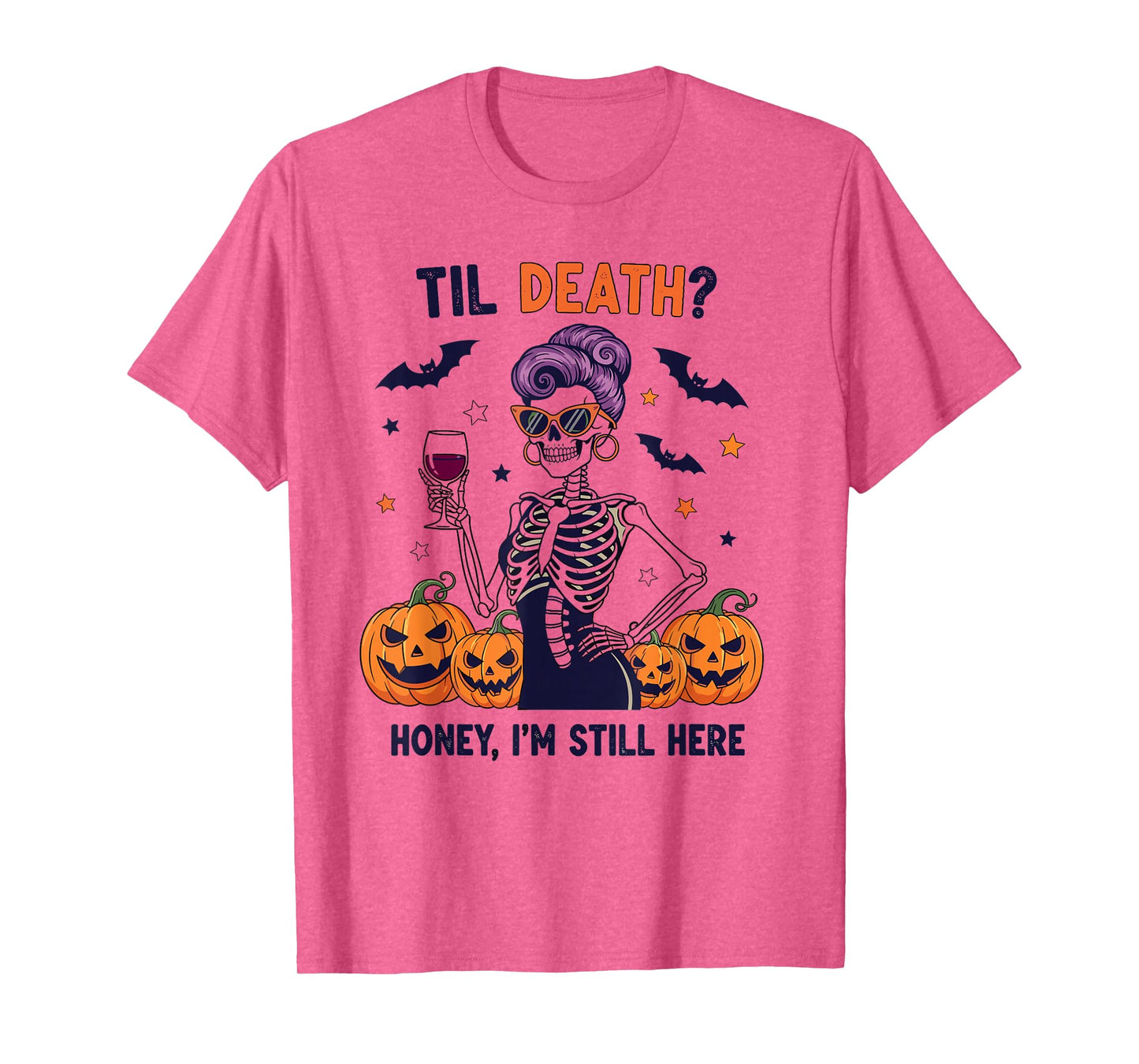 Funny Skeleton Halloween Design for Wine and Pumpkin Fans T-Shirt