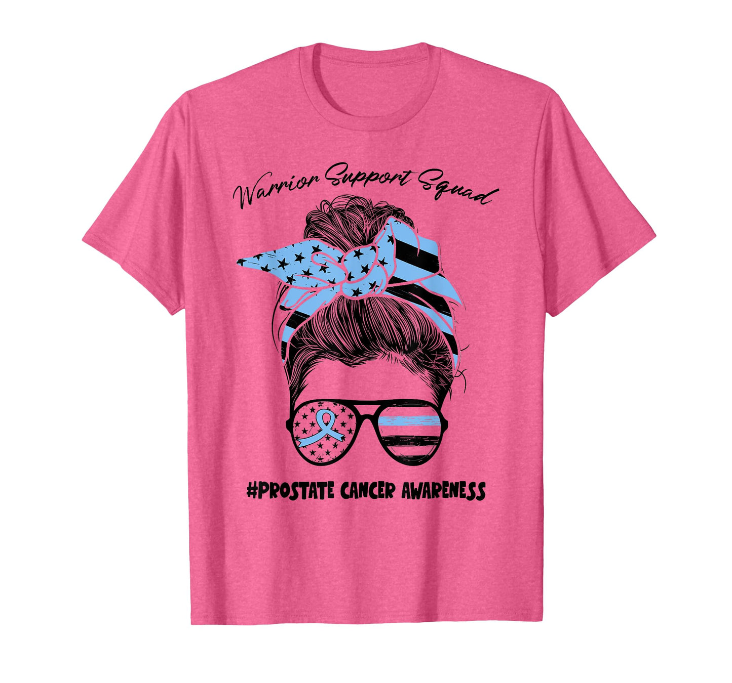 Messy Bun Warrior Support Squad Prostate Cancer Awareness T-Shirt