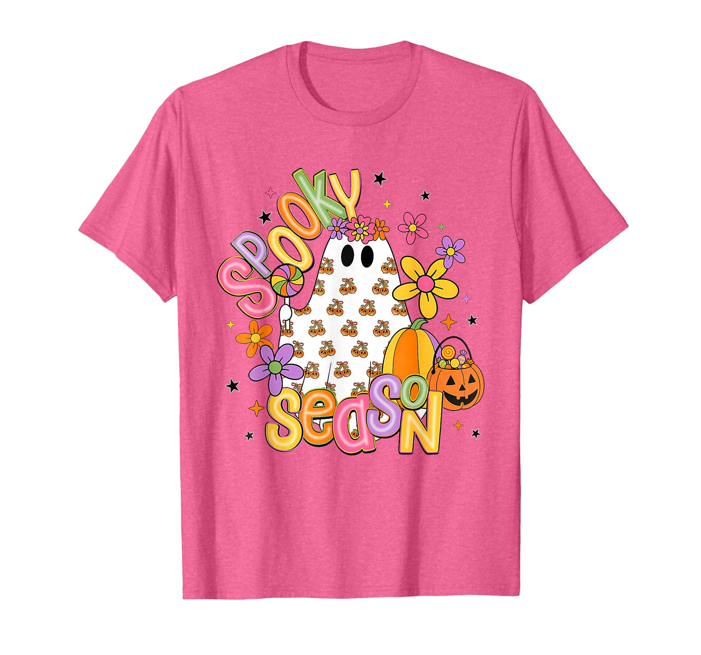 Cute Halloween Floral Ghost Spooky Season Girls Women Kids T-Shirt