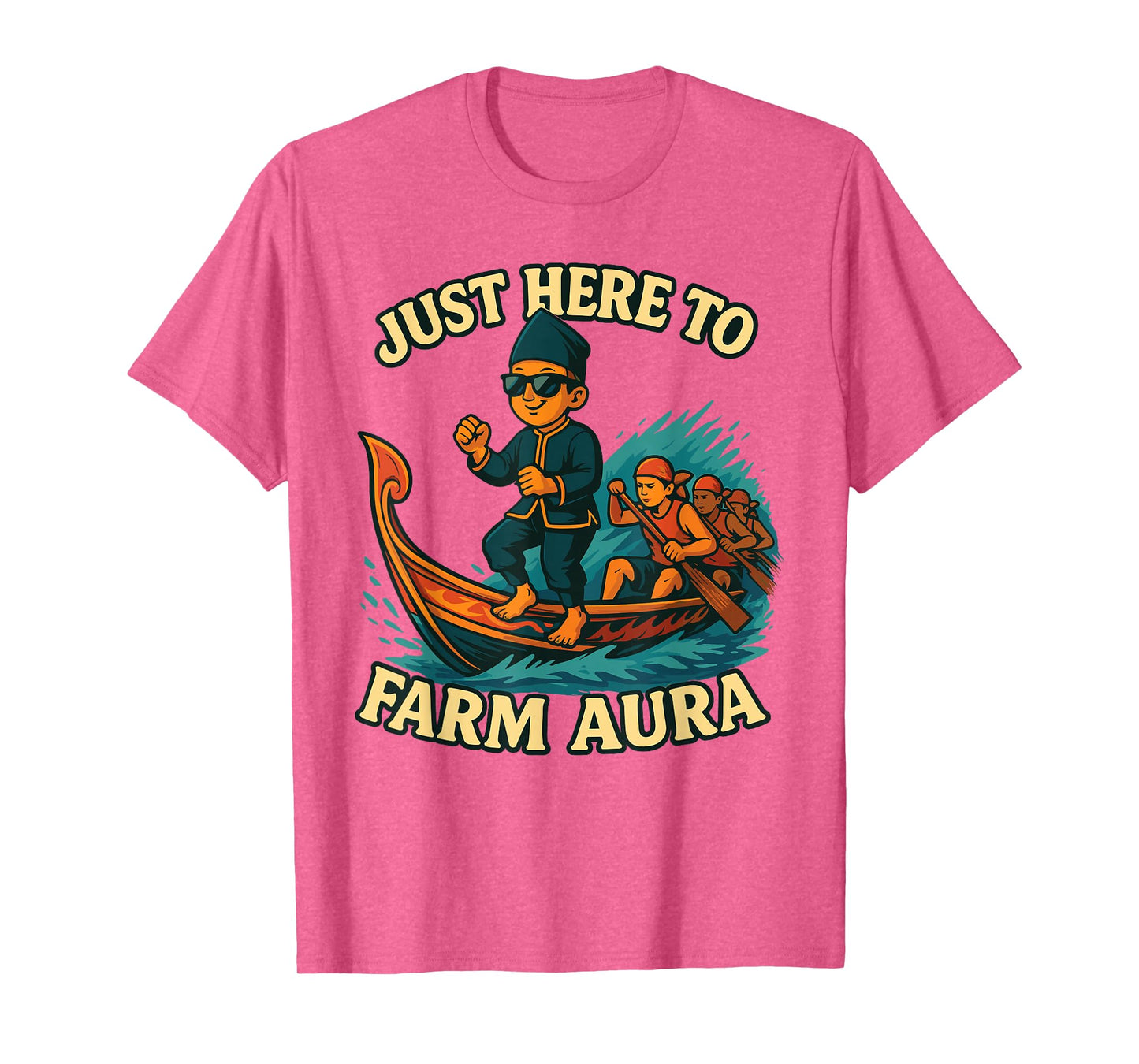 Just Here to Farm with Aura Aura Farming Boat T-Shirt