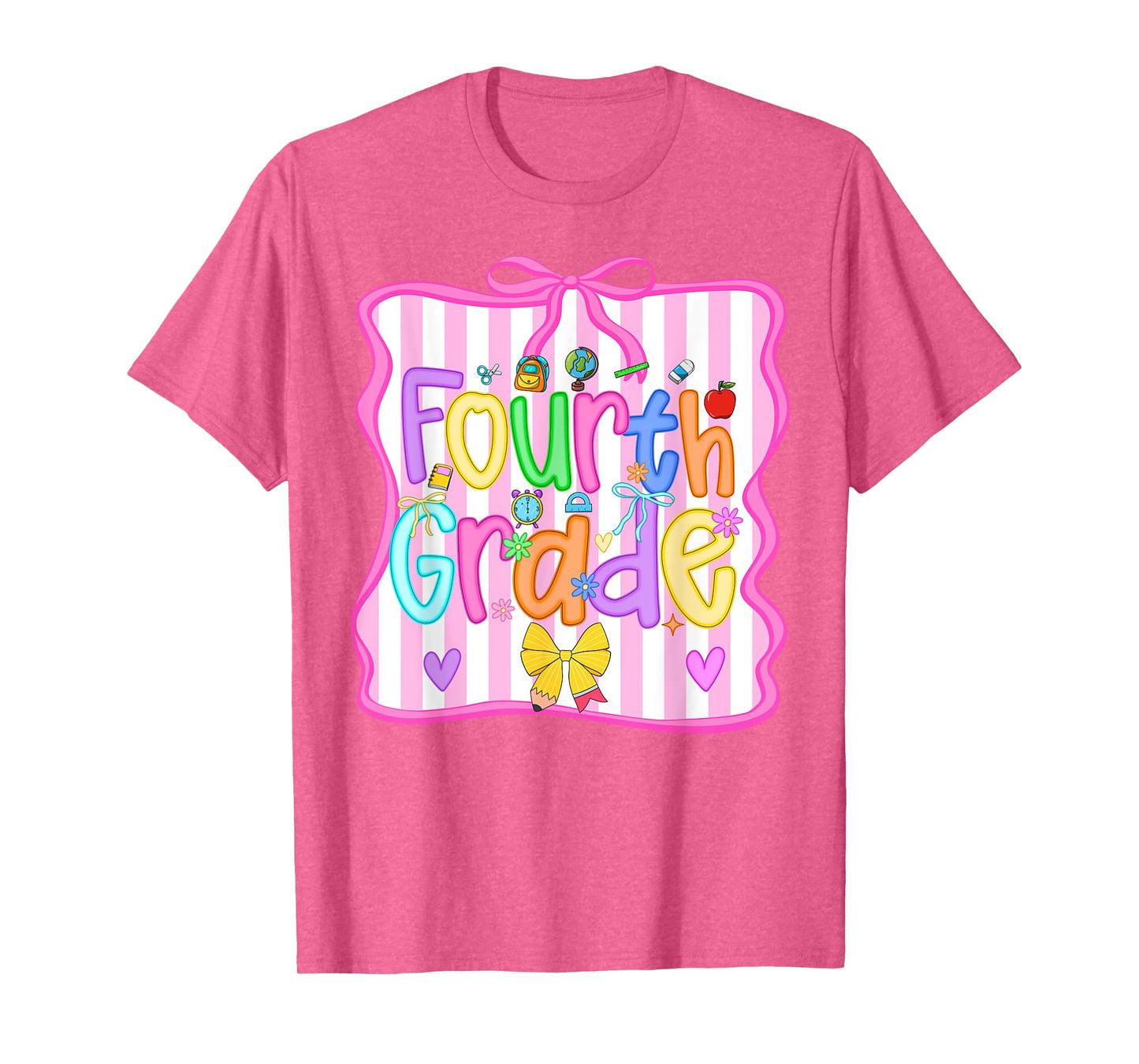 Back To School Fourth Grade Girls Bow 4th Grade Teacher Kids T-Shirt
