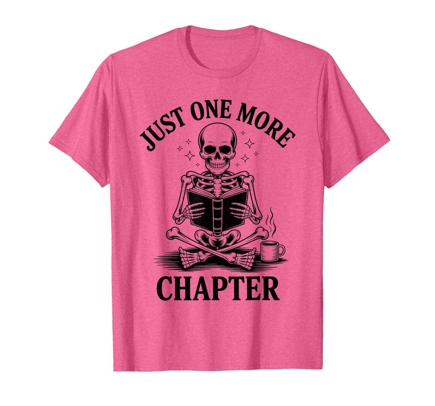 Skeleton Book Lover Outfit, Spooky Reading Vibe, Coffee Mood T-Shirt