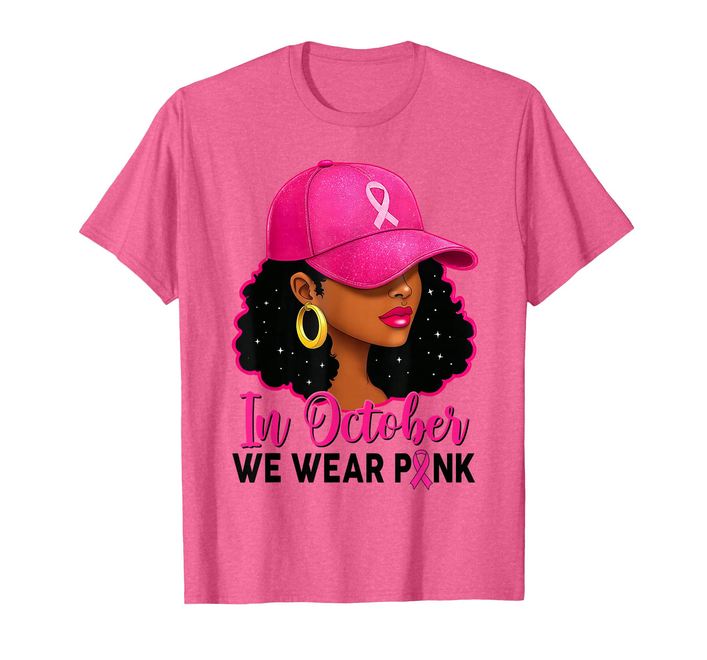 in October We Wear Pink Black Women Breast Cancer Awareness T-Shirt