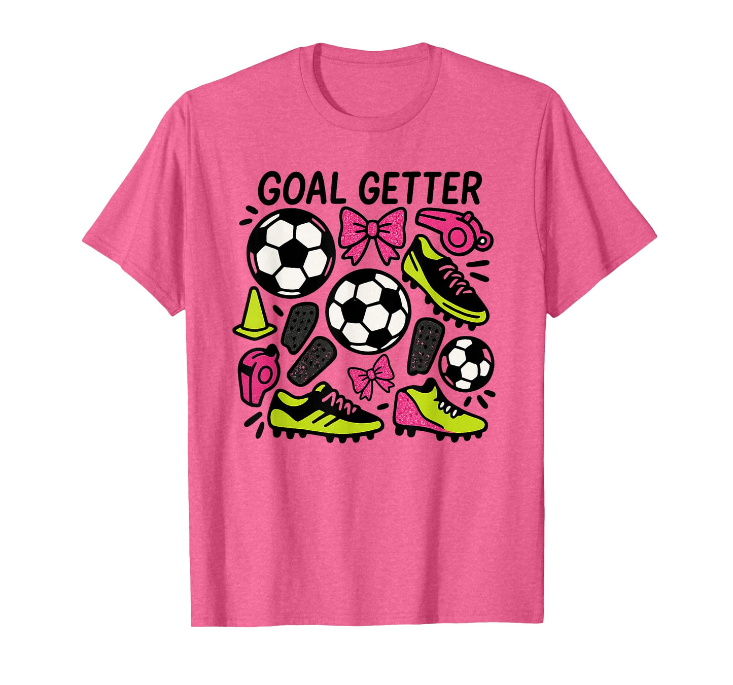 Goal Getter Coquette Soccer Design with Bows and Cleats T-Shirt
