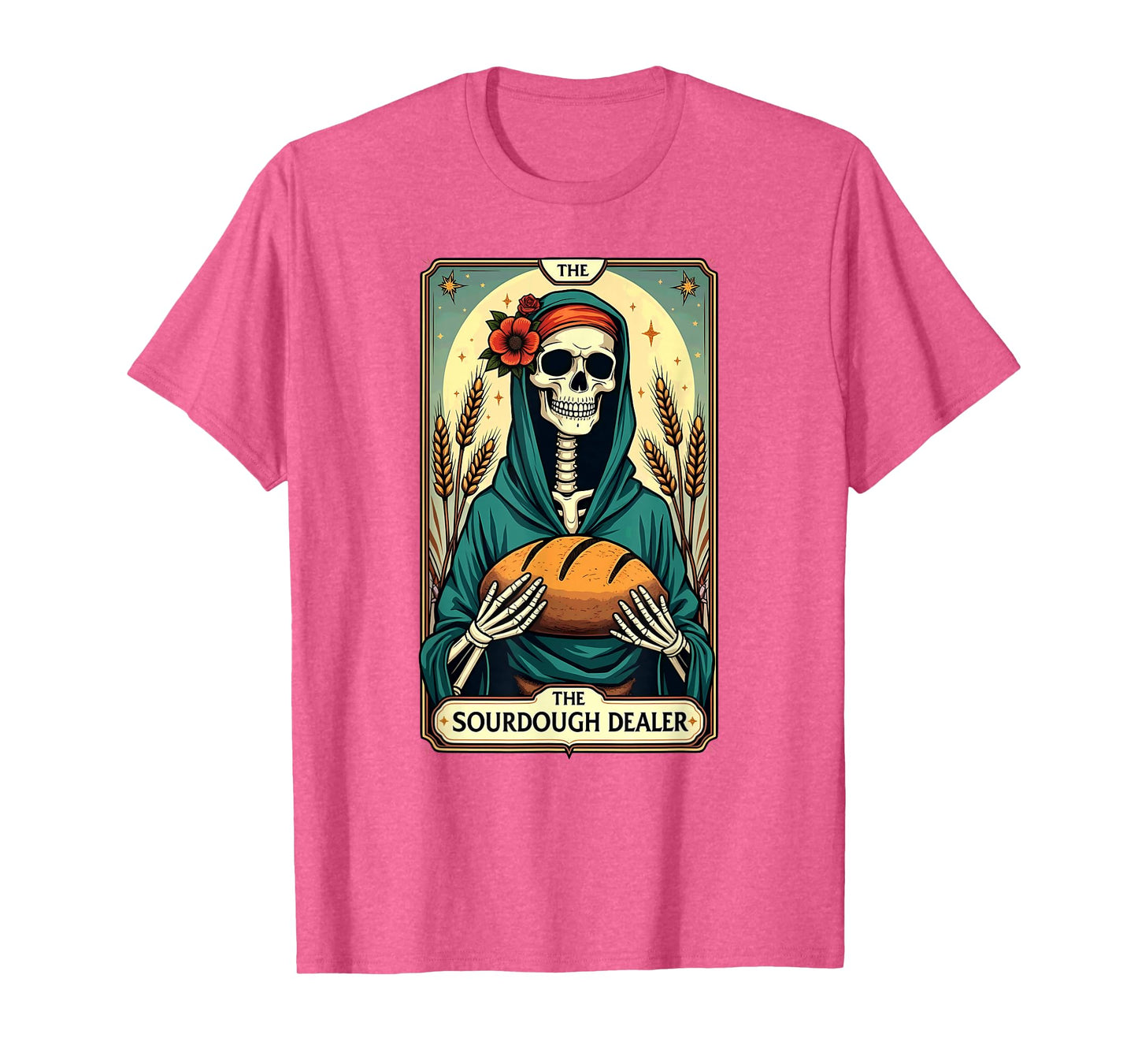 Gothic Tarot Card Skeleton Sourdough Dealer Halloween T-Shirt
