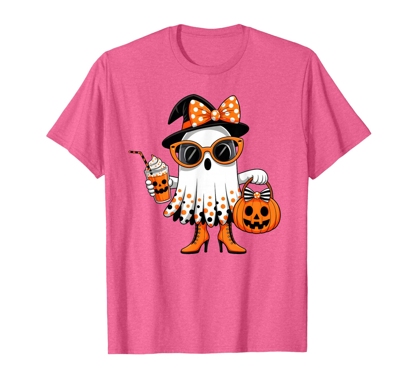 Cute Ghost Drinking Coffee Halloween Costume Girls Women T-Shirt