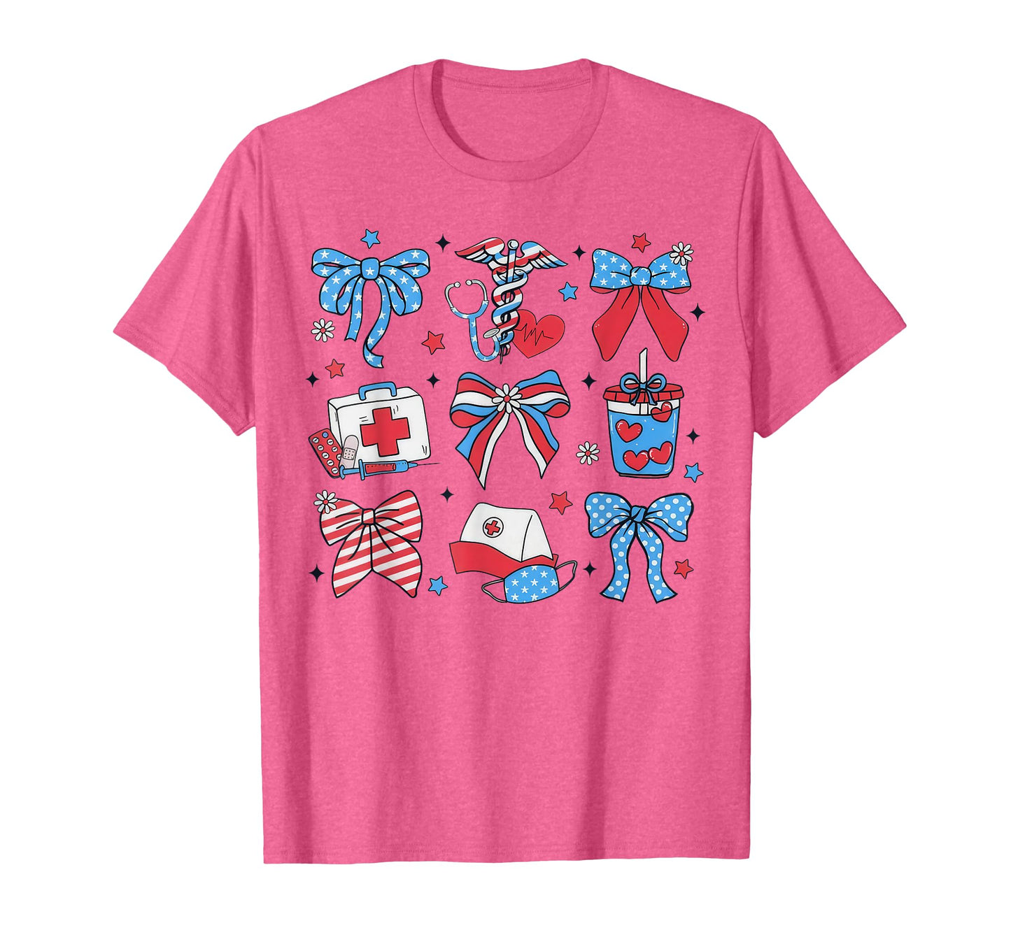 Coquette Bow Emergency Nurse ER Nurse Patriotic 4th Of July T-Shirt