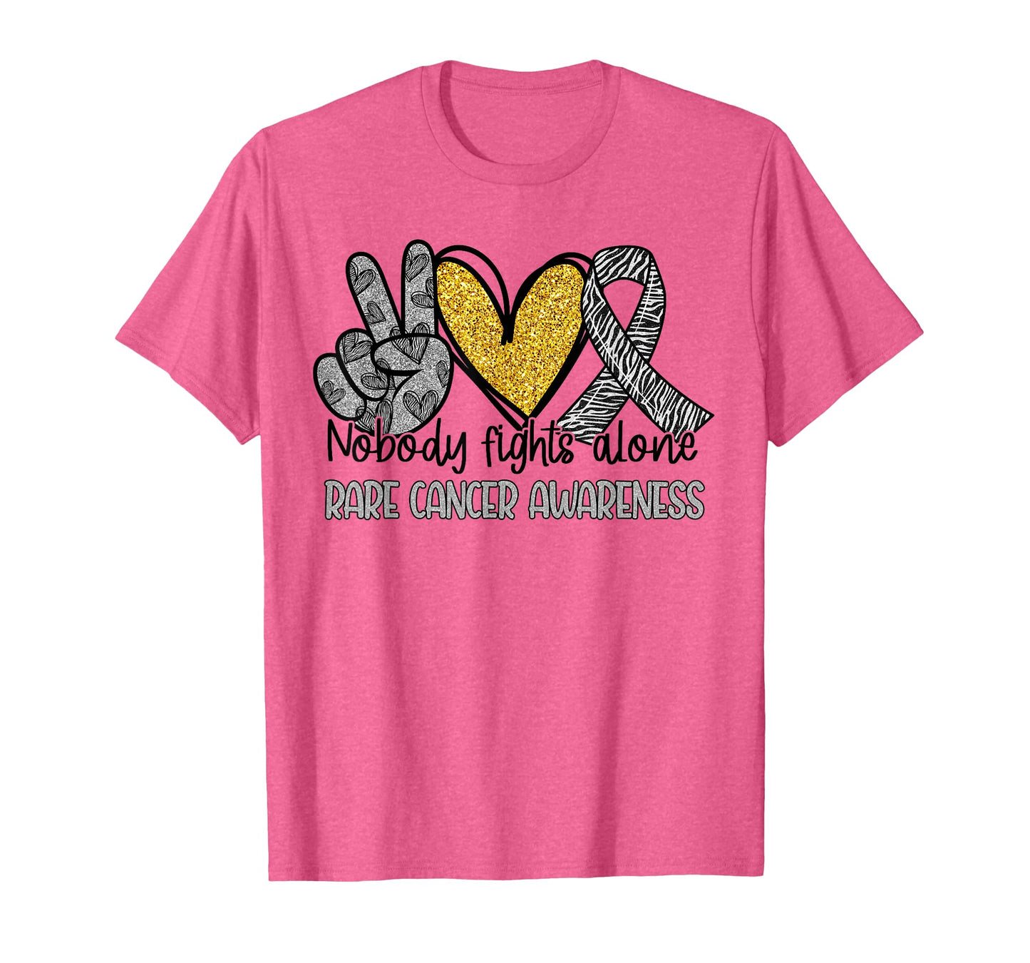 Nobody Fights Alone Zebra Ribbon Rare Cancer Awareness T-Shirt