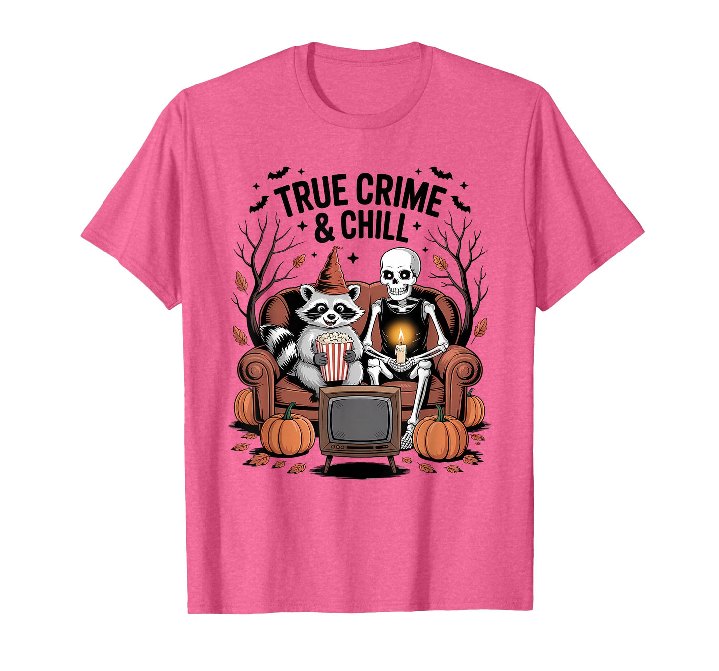 Skeleton and and Raccoon Trendy Halloween Men Women and Kids T-Shirt