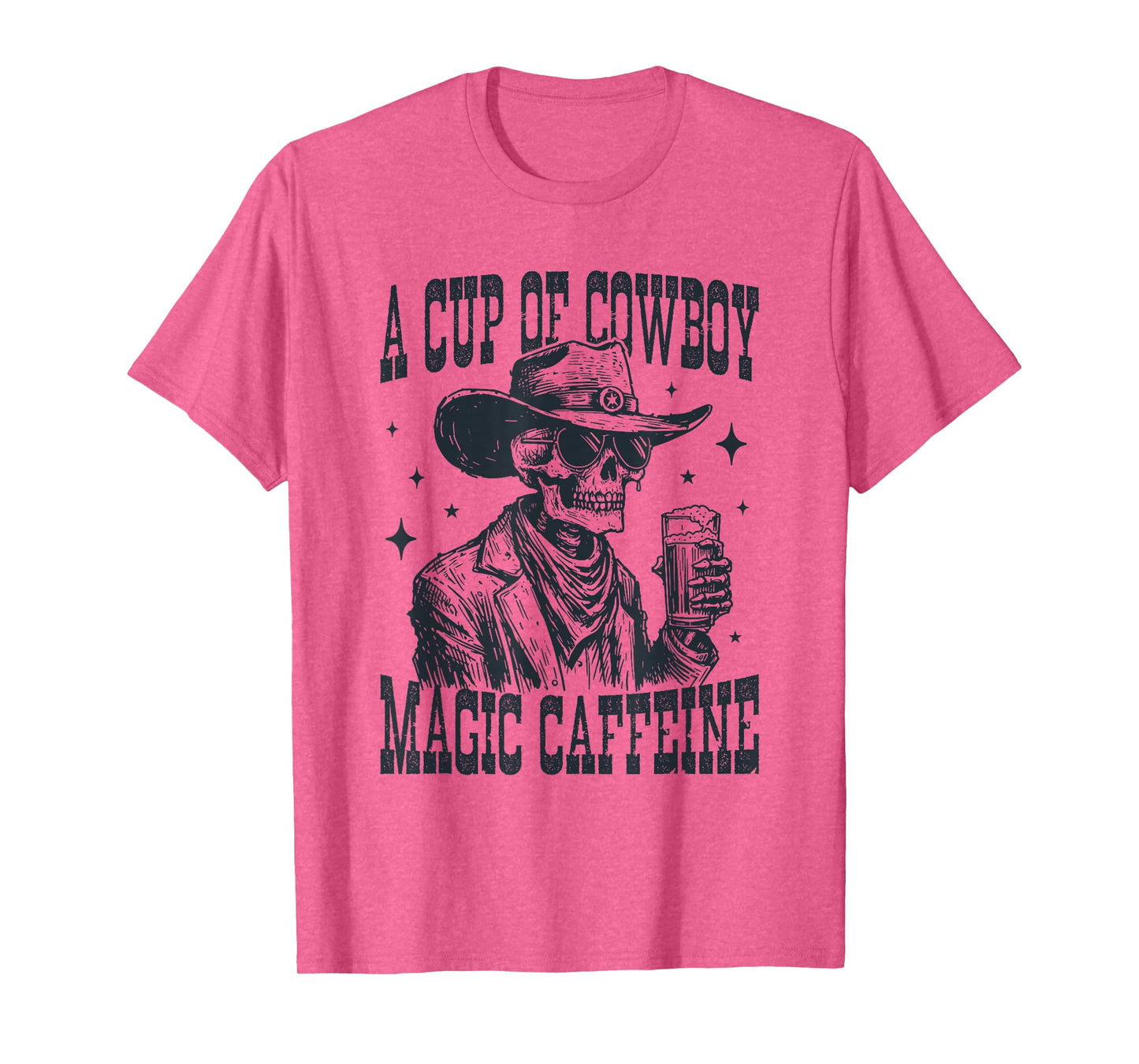 A Cup of Cowboy Magic Caffeine Skeleton Coffee Western Retro T-Shirt