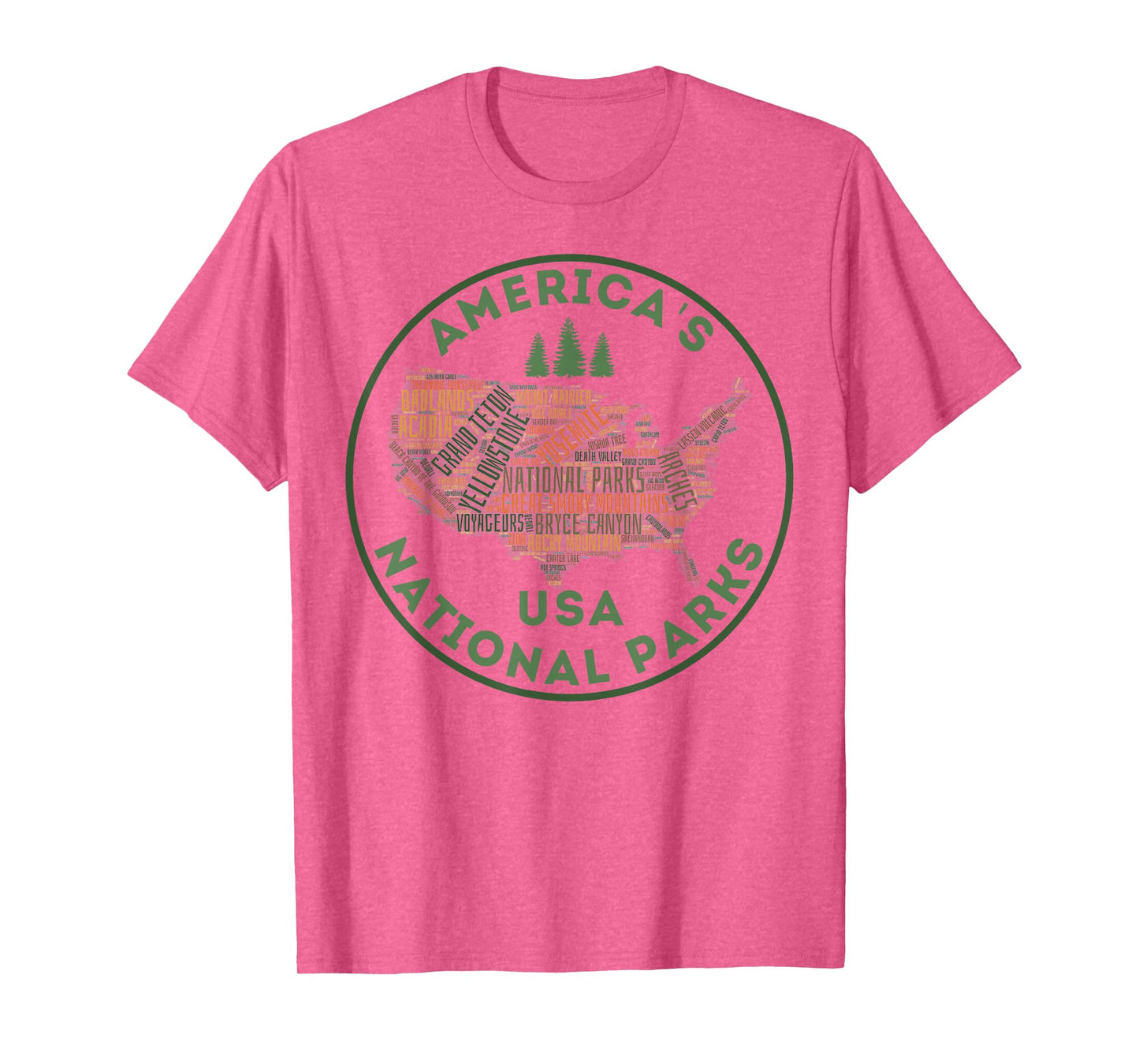 National Parks Map Hiking Travel Camping Outdoors Retro USA T-Shirt