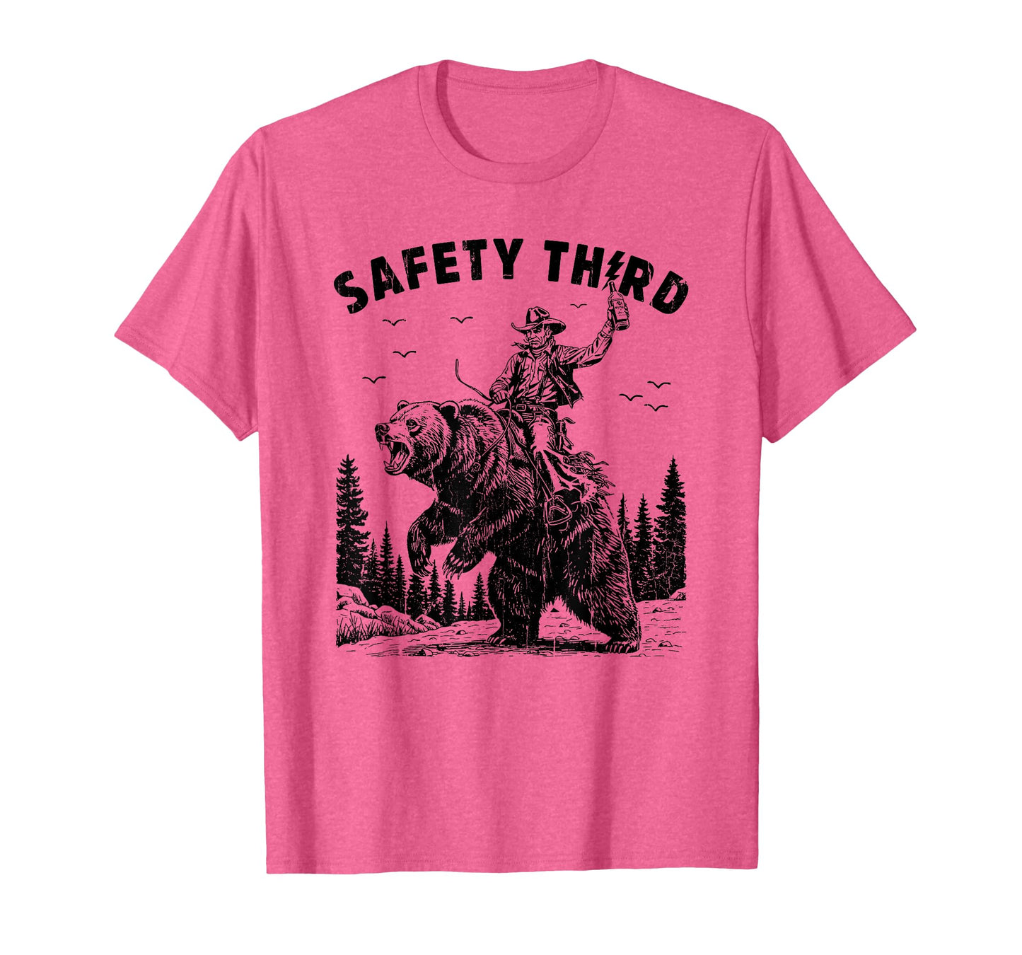 Safety Third, Funny Guys, Grizzly Bear, Cowboy Western T-Shirt