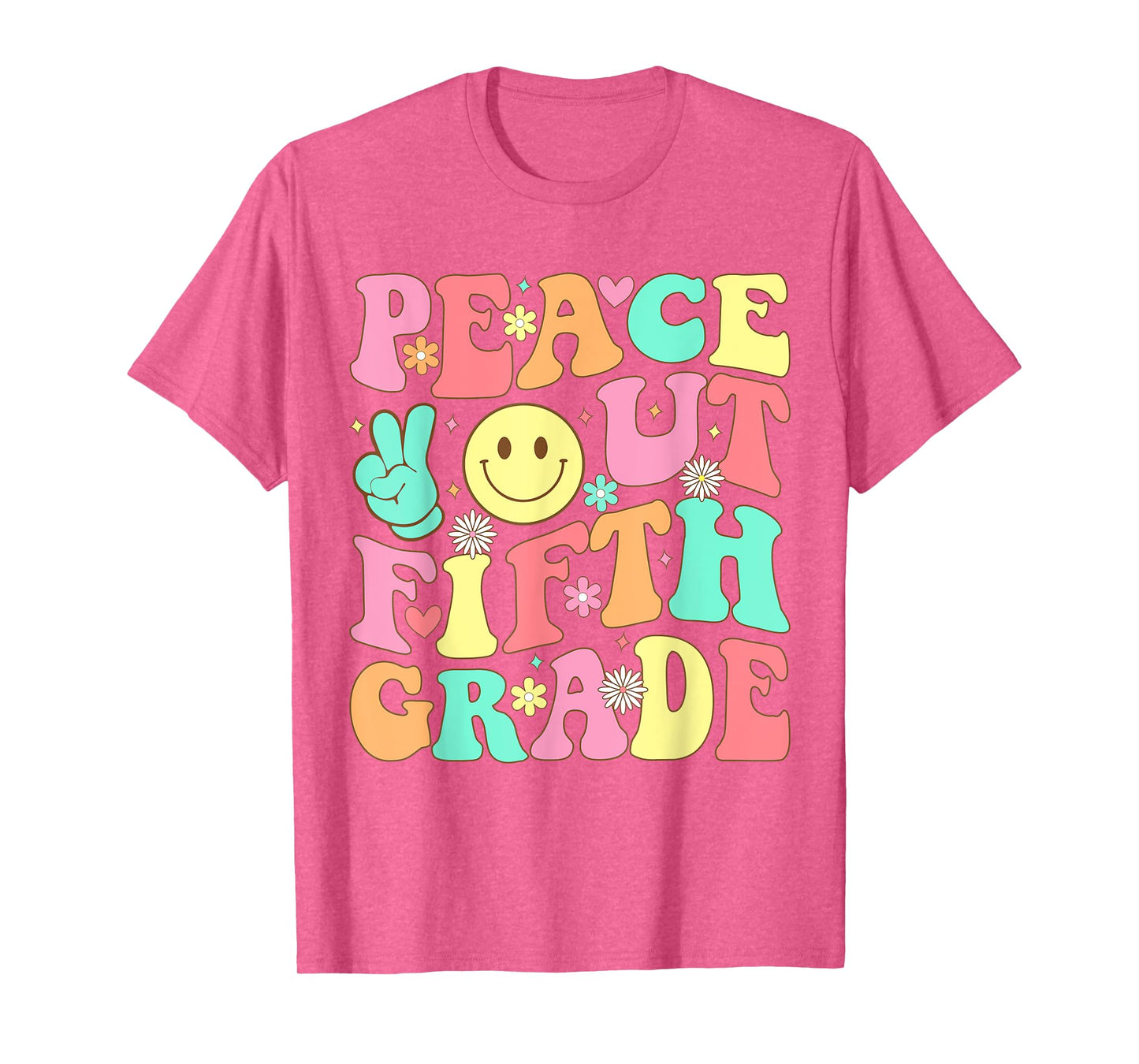 Peace Out Fifth Grade Groovy 5th Grade Last day of school T-Shirt