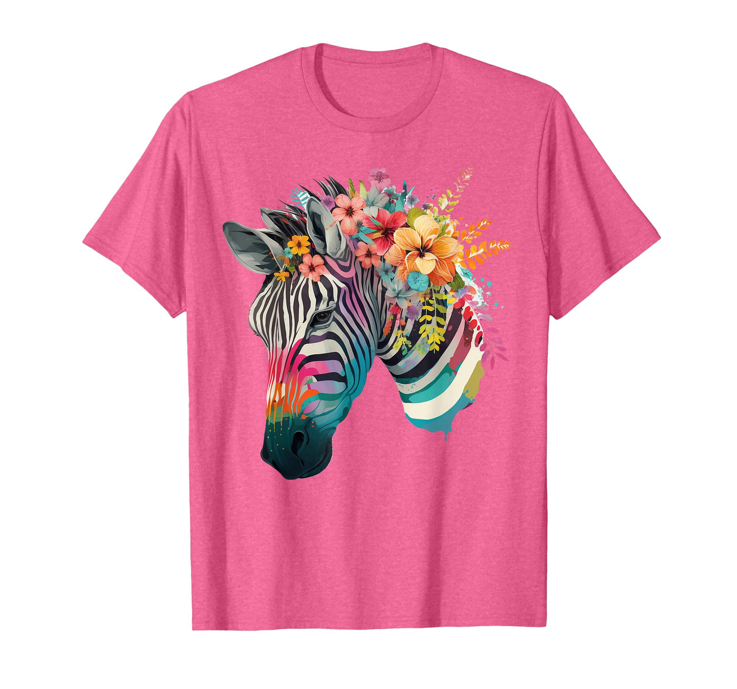 Cute Flower Zebra on summer Floral Zebra T-Shirt