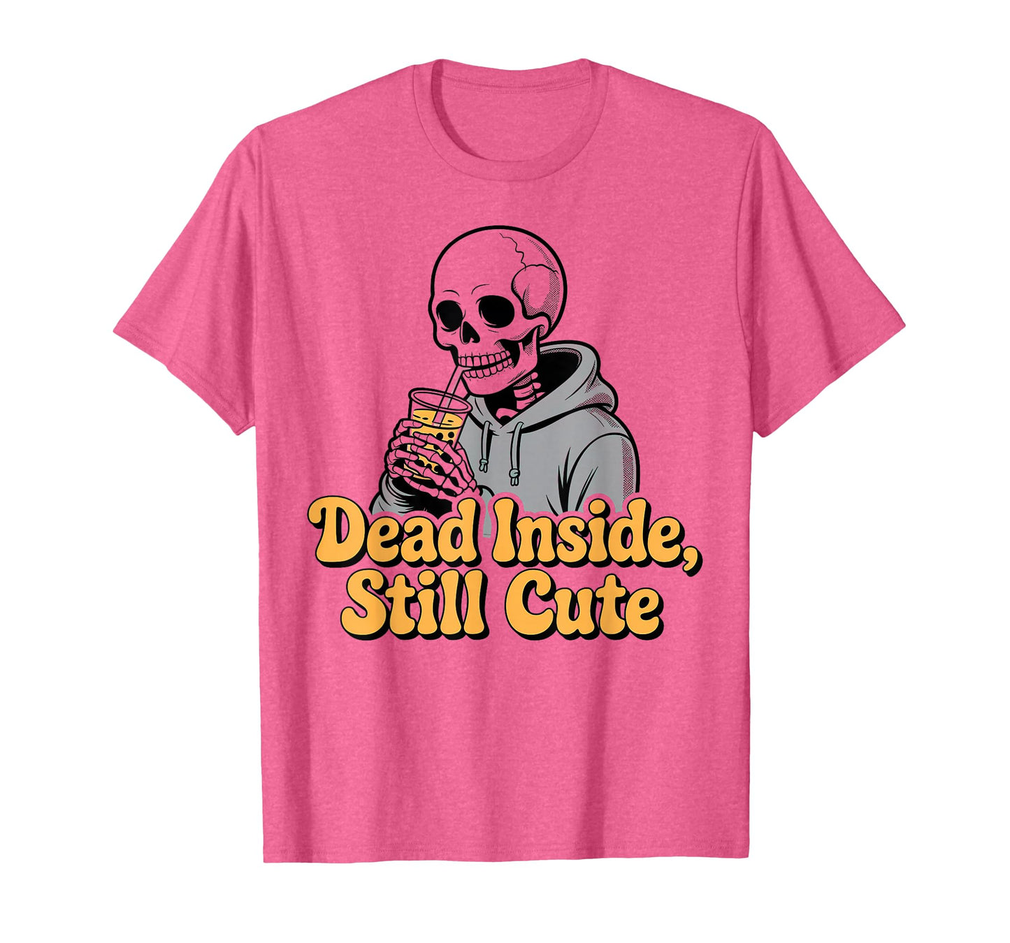 Dead Inside Still Cute Skeleton Boba Sipping T-Shirt