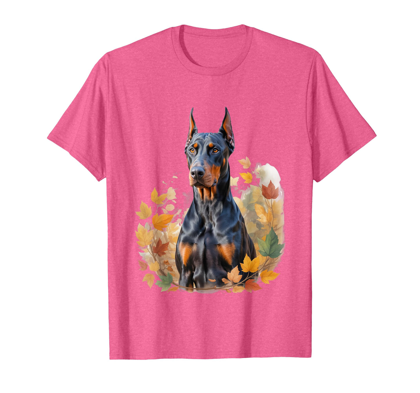 Doberman Autumn Leaves Dog Lovers Men Women T-Shirt