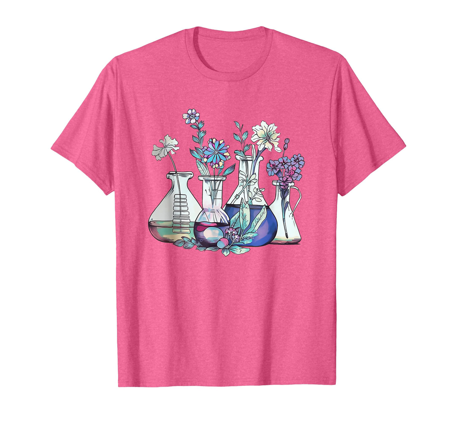 Floral Beakers Laboratory Chemistry Lab Scientist Lab Tech T-Shirt