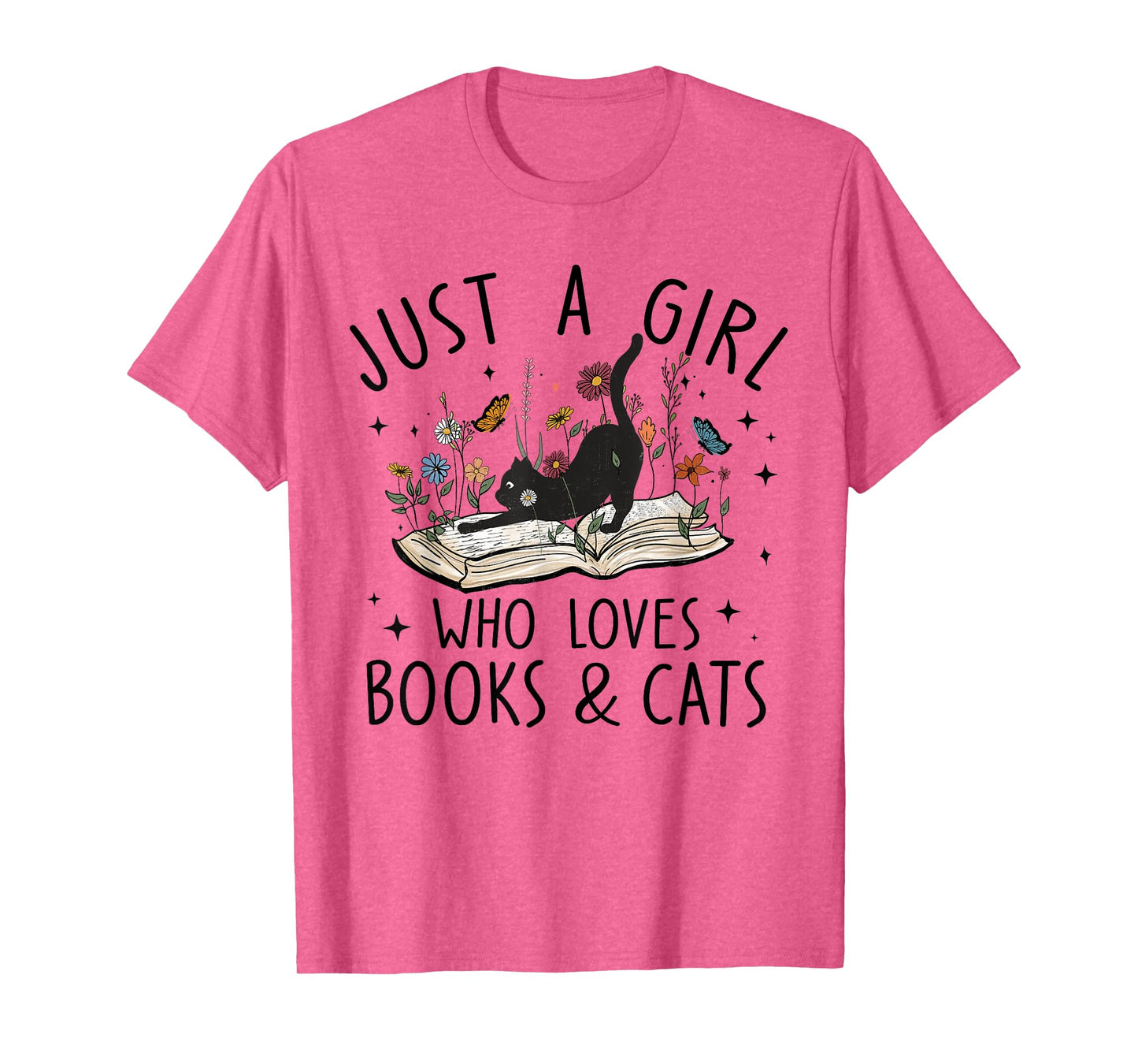 just A Girl Who Loves Cats And Books Reading Bookworm Girls T-Shirt