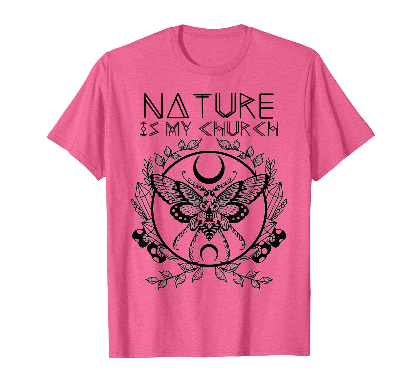 Nature Is My Church Moon Moth Witchcraft Wiccan Witch T-Shirt