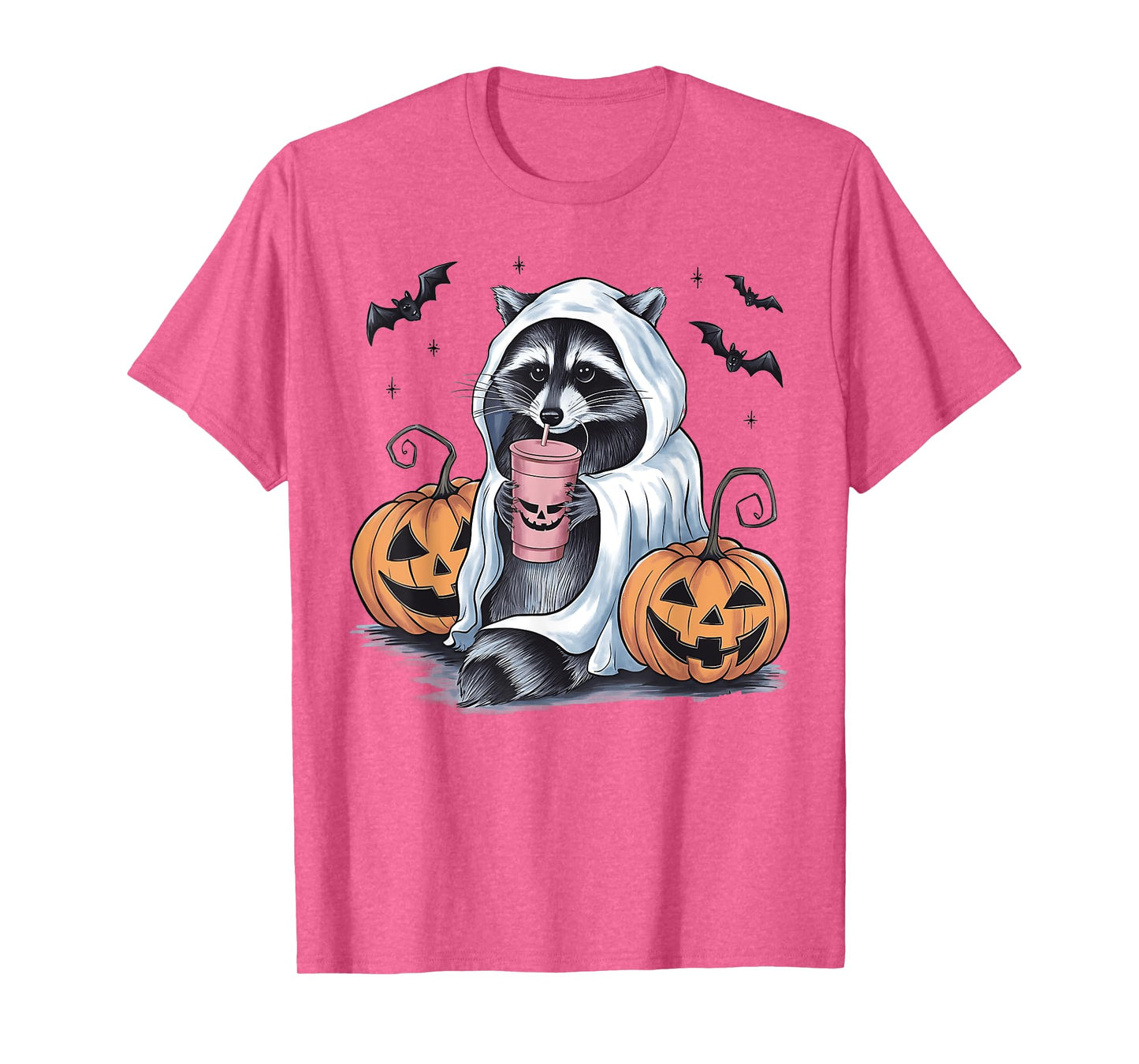 Cute Ghost Pumpkin Halloween Raccoon Costume Raccoon Lovers T-Shirt