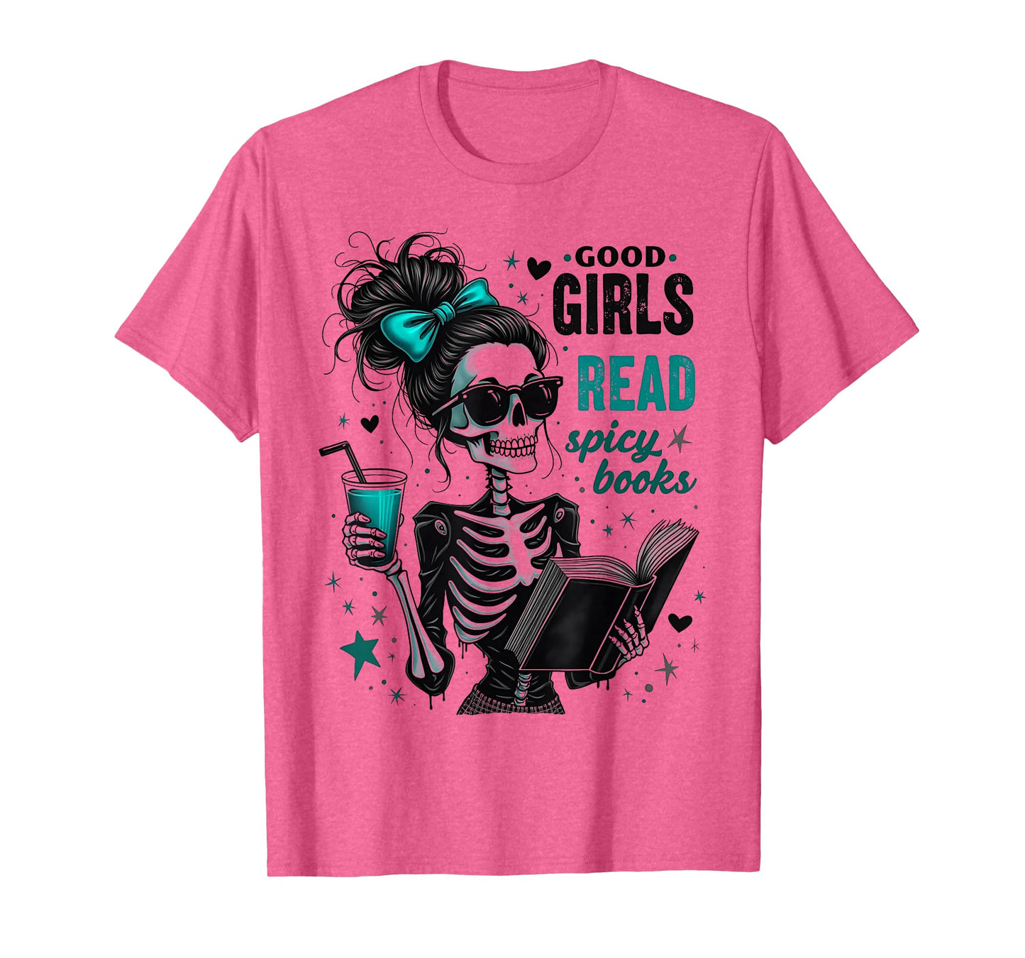 Creepy Good Girls Read Spicy Books Gothic Skeleton Halloween T-Shirt