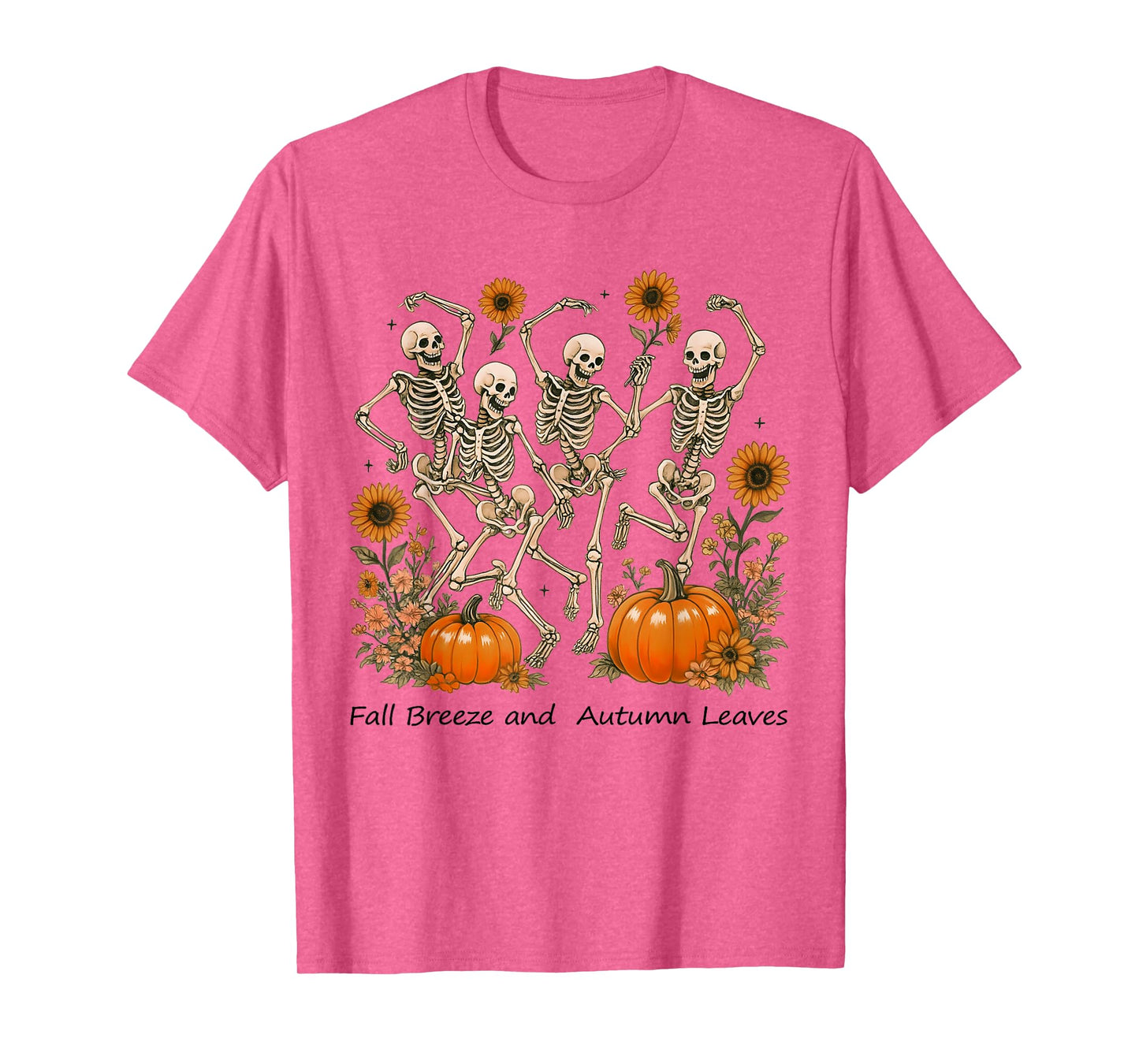 Fall Breeze and Autumn Leaves Skeleton Halloween Outfit T-Shirt