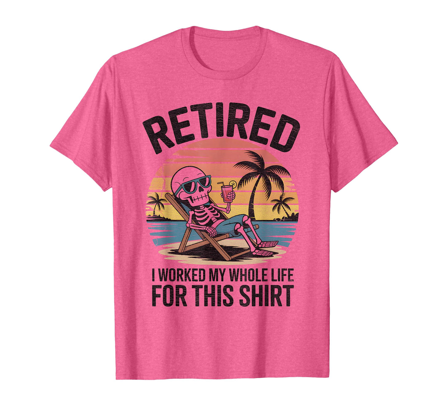 Retro Retired Skeleton Funny Vacation Retirement T-Shirt