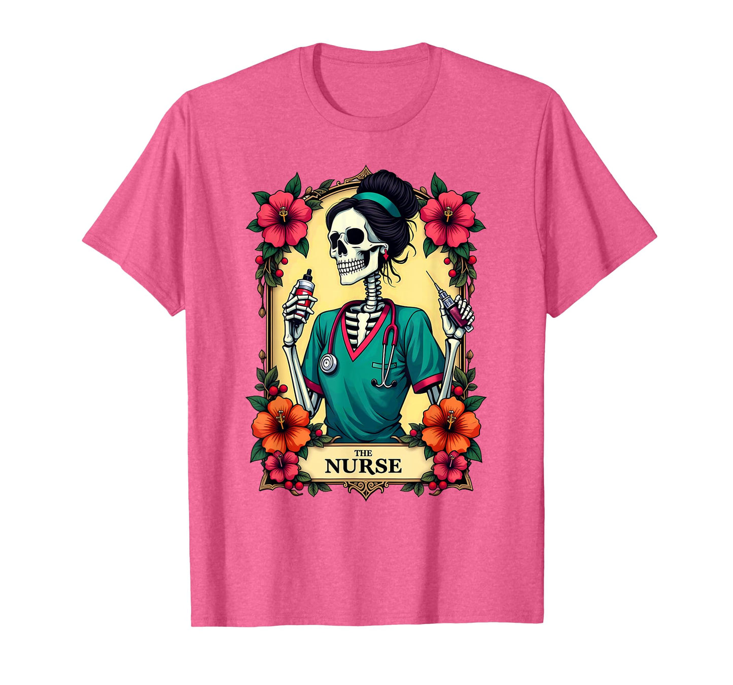 Gothic Tarot Card Skeleton The Nurse T-Shirt