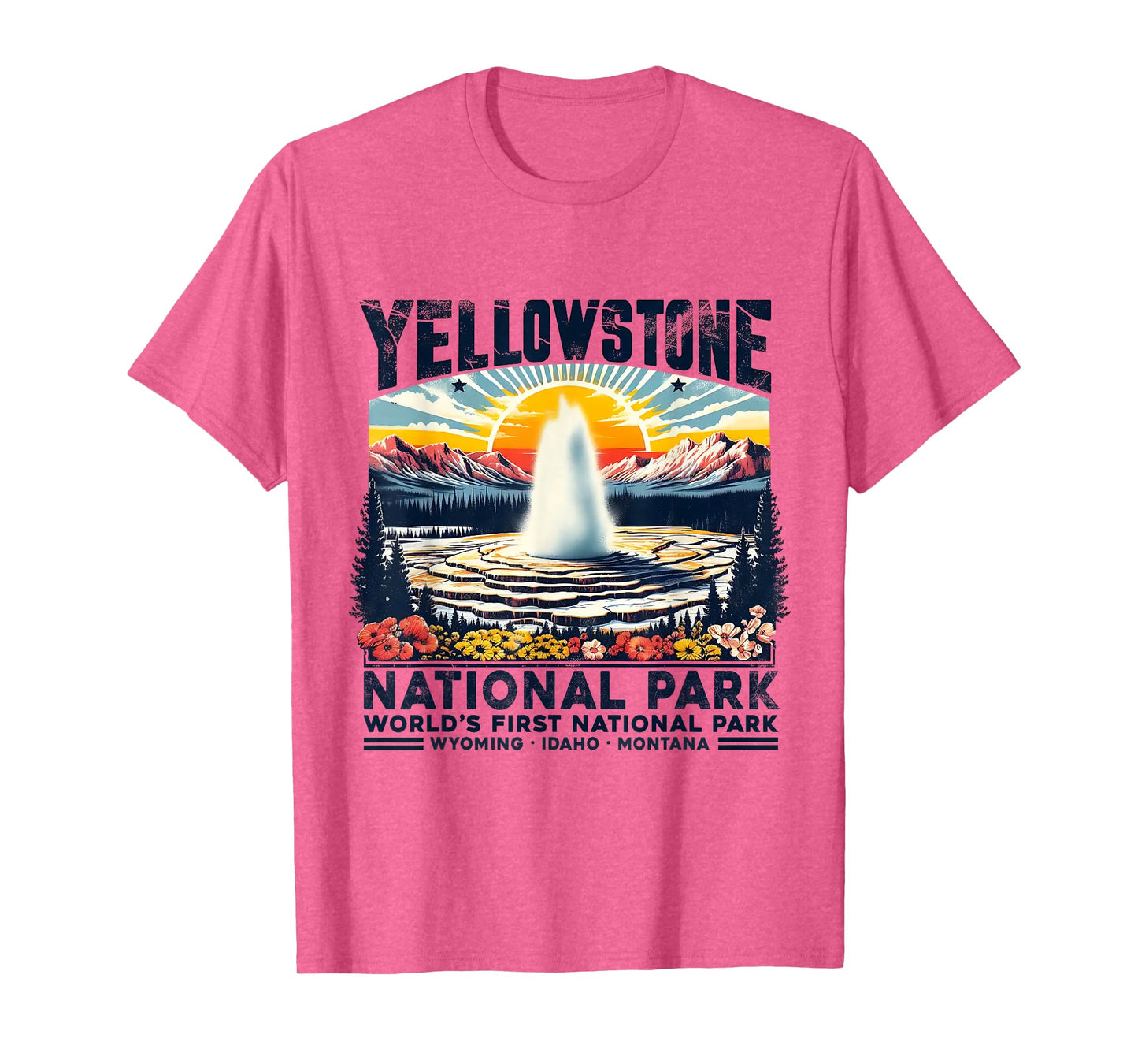 Yellowstone National Park Family Road Trip Retro Travel Art T-Shirt