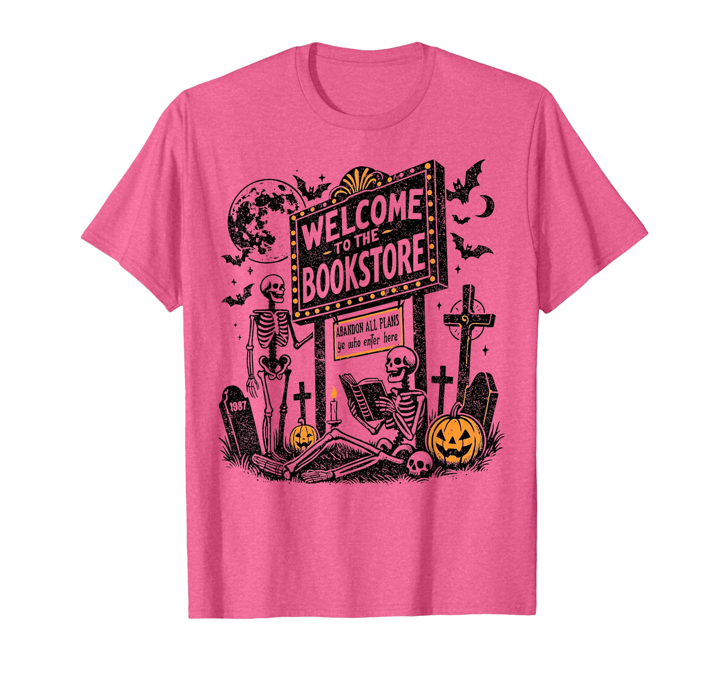 Welcome to The Bookstore Skeleton, Spooky Season Goth Snarky T-Shirt