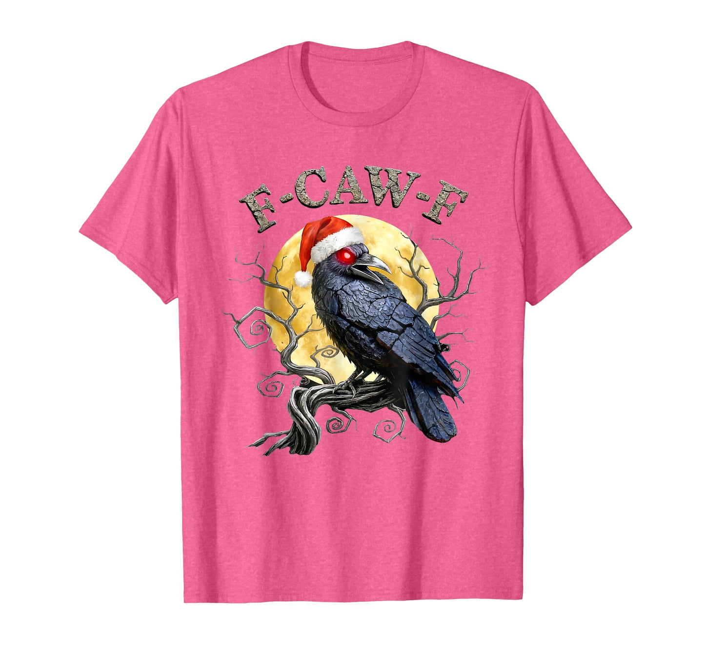 Funny Crow F-CAW-F Black Bird, Gothic Christmas Santa Hat T-Shirt