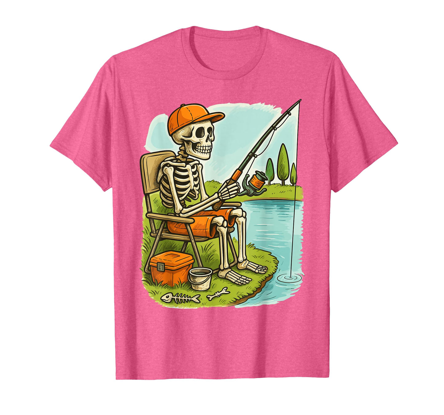 Funny Skeleton Fishing Halloween Costume T-Shirt