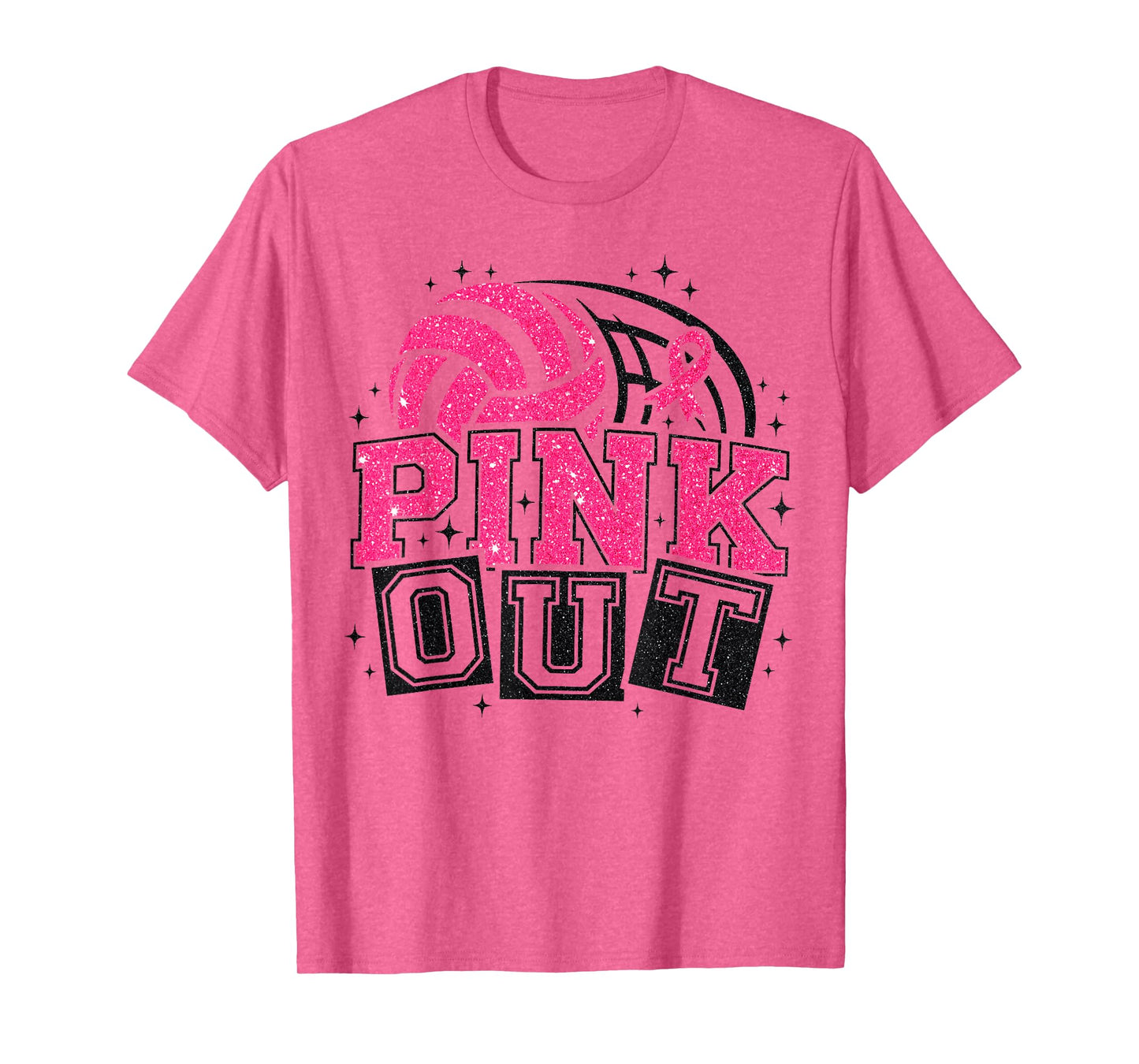 Pink Out Volleyball Breast Cancer Awareness Support Ribbon T-Shirt