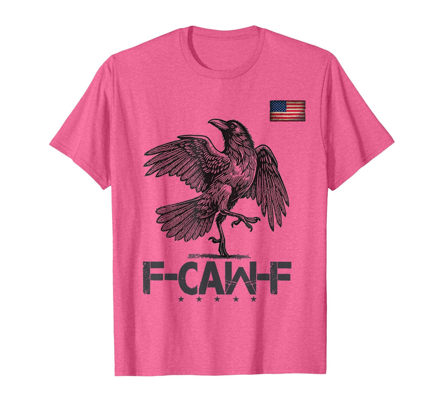 Funny F CAW F Crow Black Bird USA Vintage Flag (On Back) T-Shirt