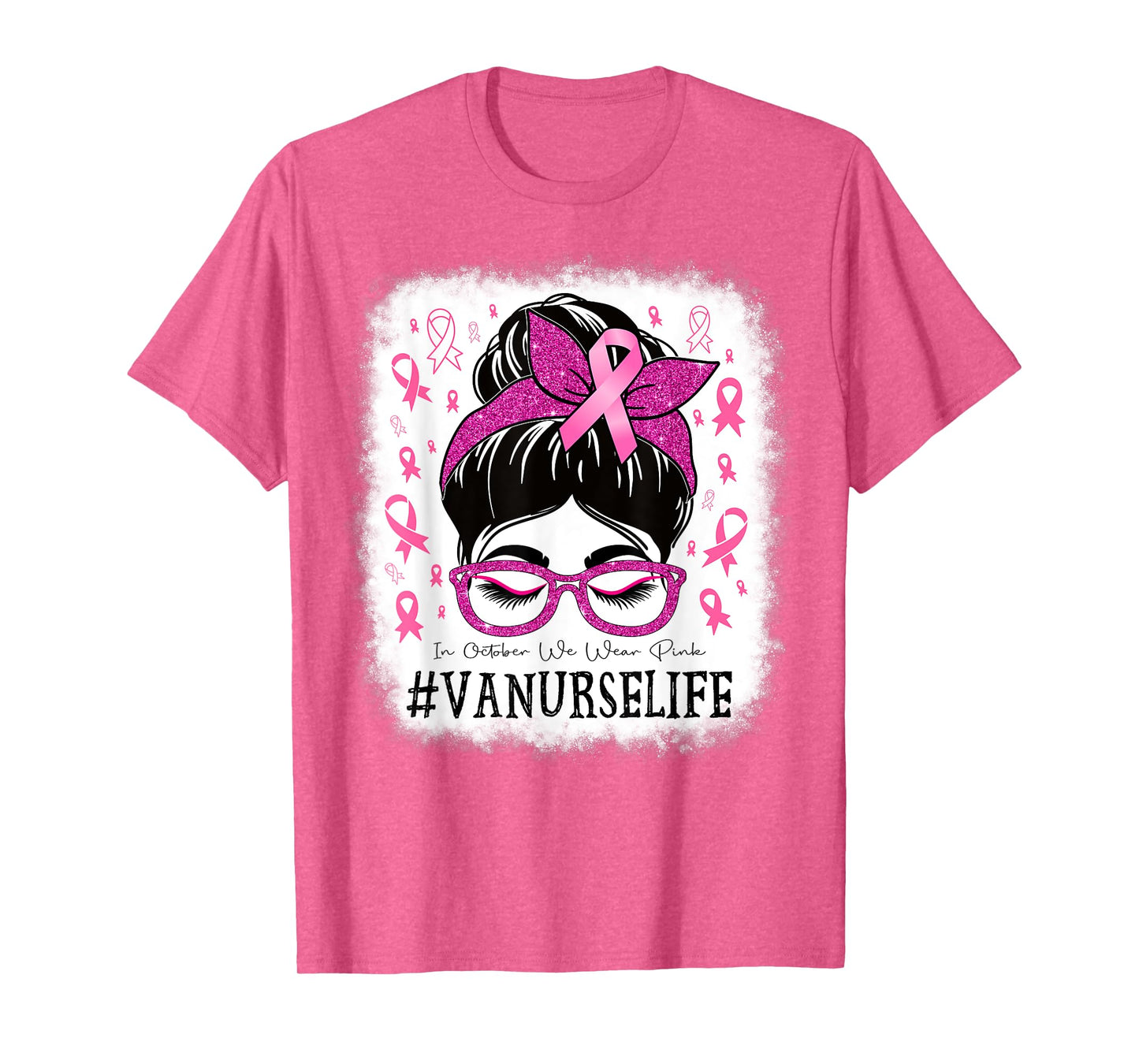 VA Nurse In October We Wear Pink Breast Cancer Awareness T-Shirt