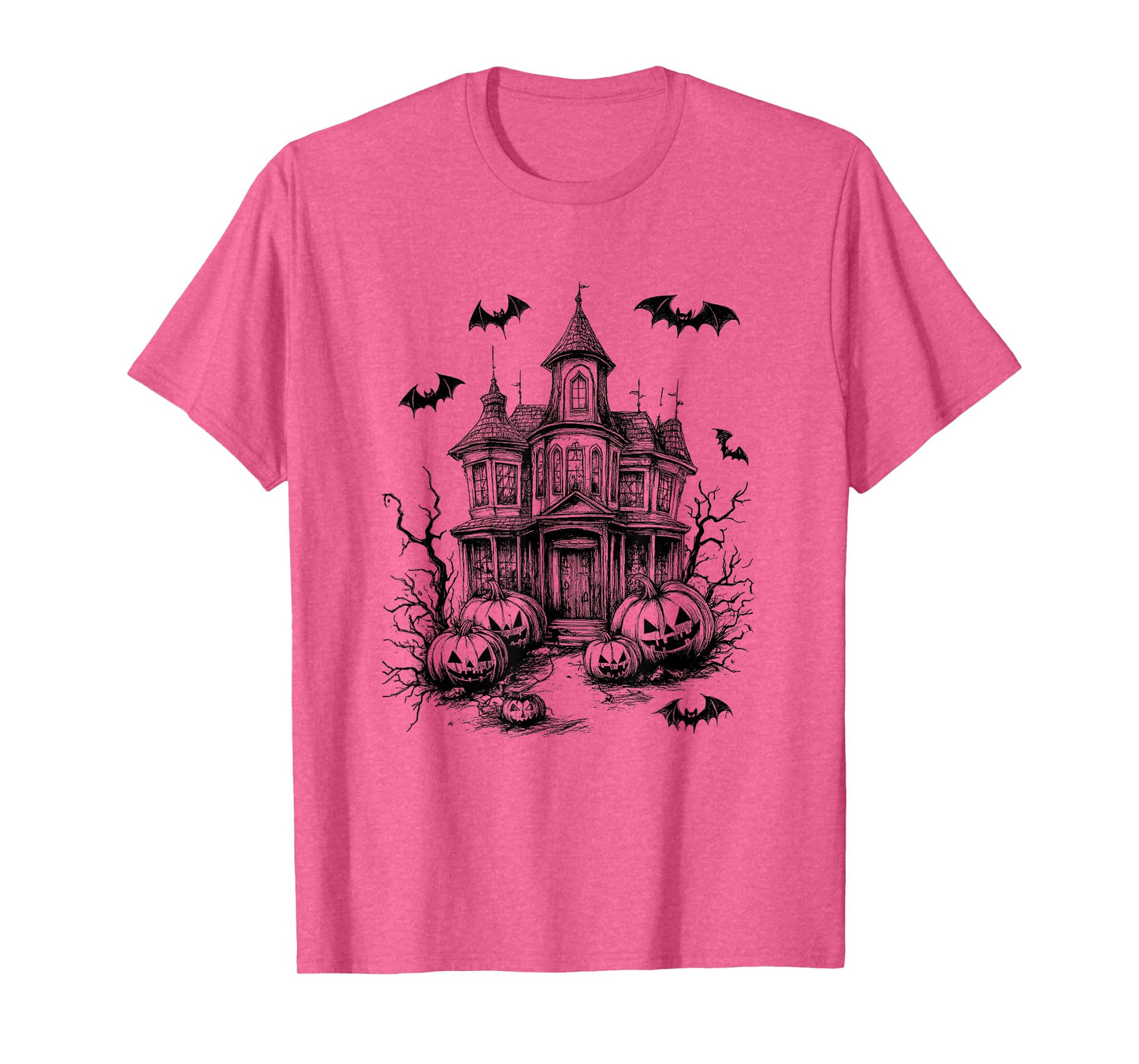 Scary Halloween House Spooky Season Bats Pumpkins Costume T-Shirt