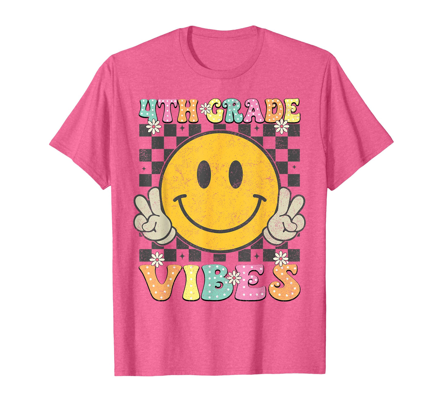 Girls 4th Grade Vibes Smile Face Back to School Fourth grade T-Shirt