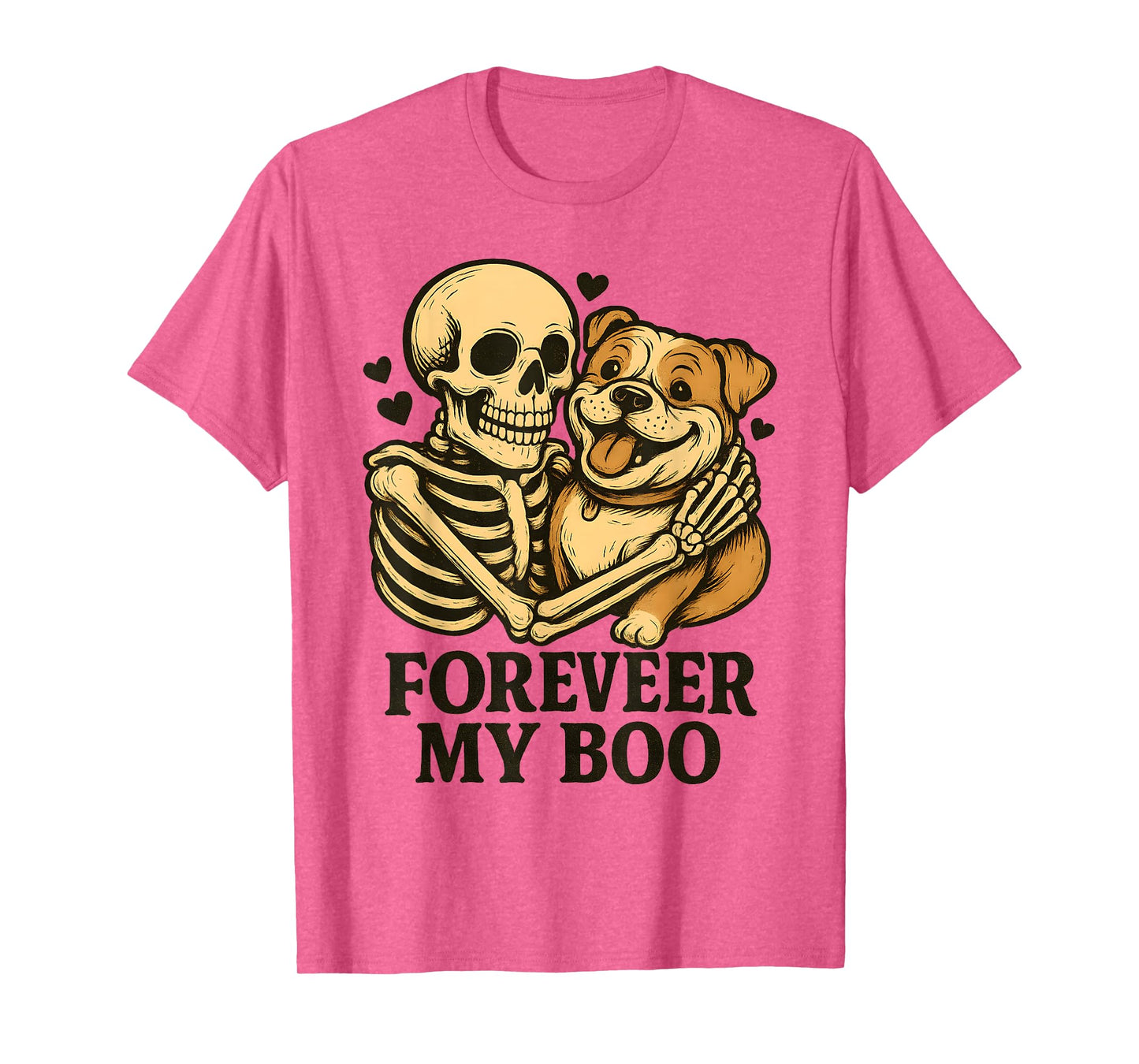 Forever My Boo Halloween Skeleton with American Bulldog Love T-Shirt
