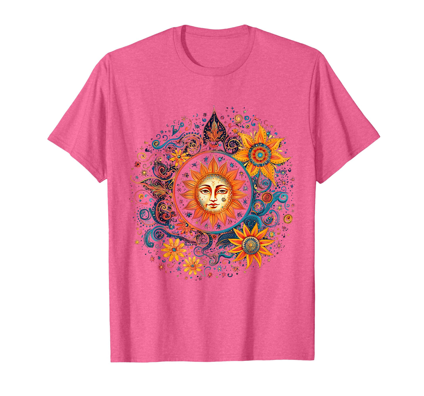 mystic sun and moon woman mystical flowers aesthetic T-Shirt