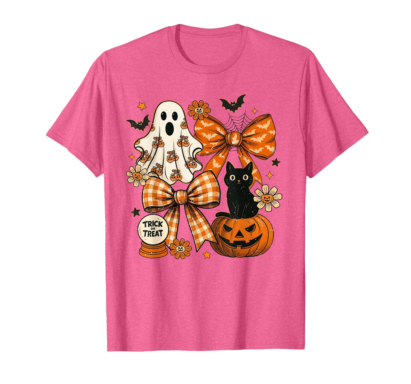 Coquette Ghost Pumpkin Halloween Black Cat Spooky Season T-Shirt