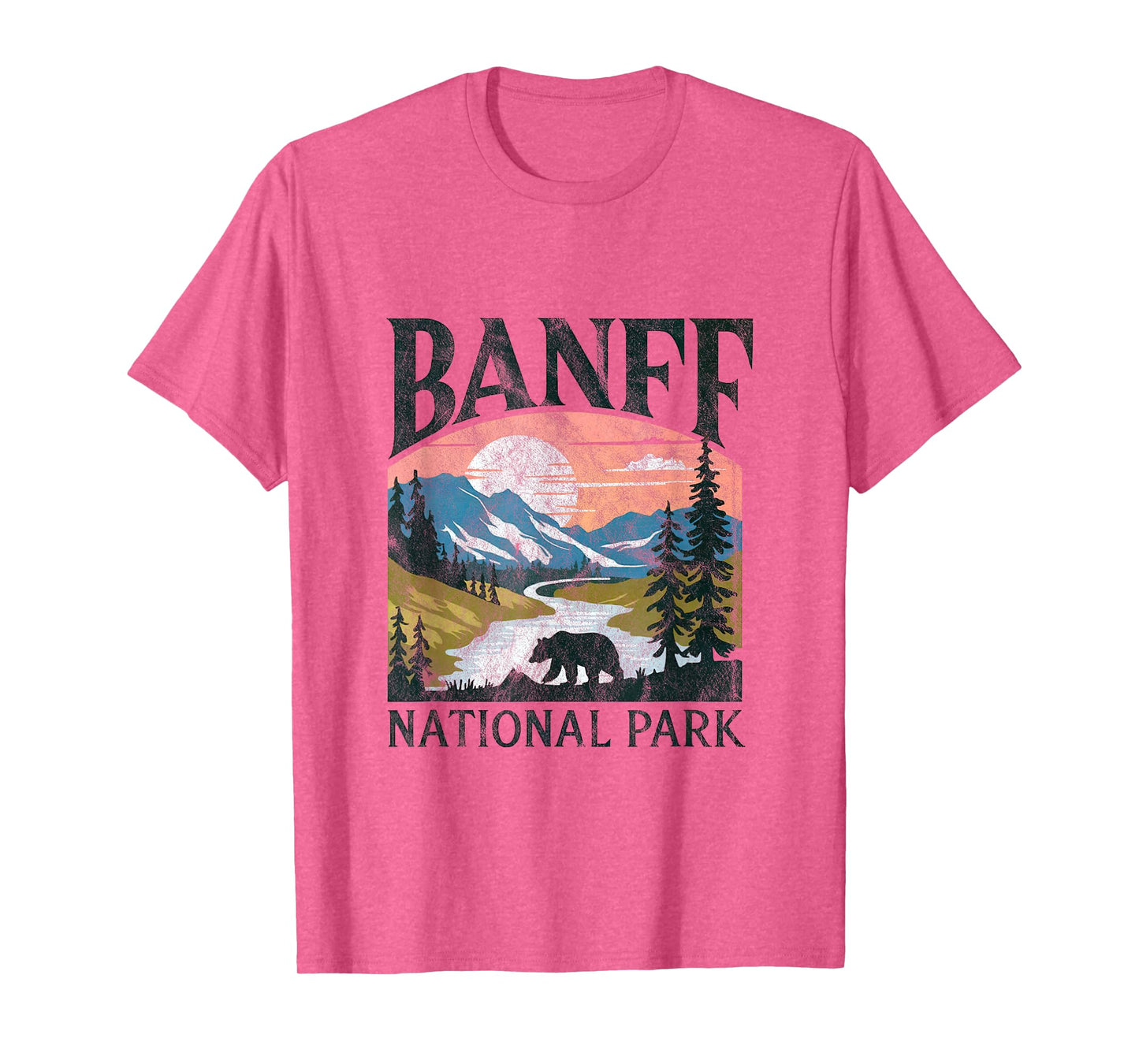 Banff National Park Bear Nature Sunset Canada Retro T-Shirt