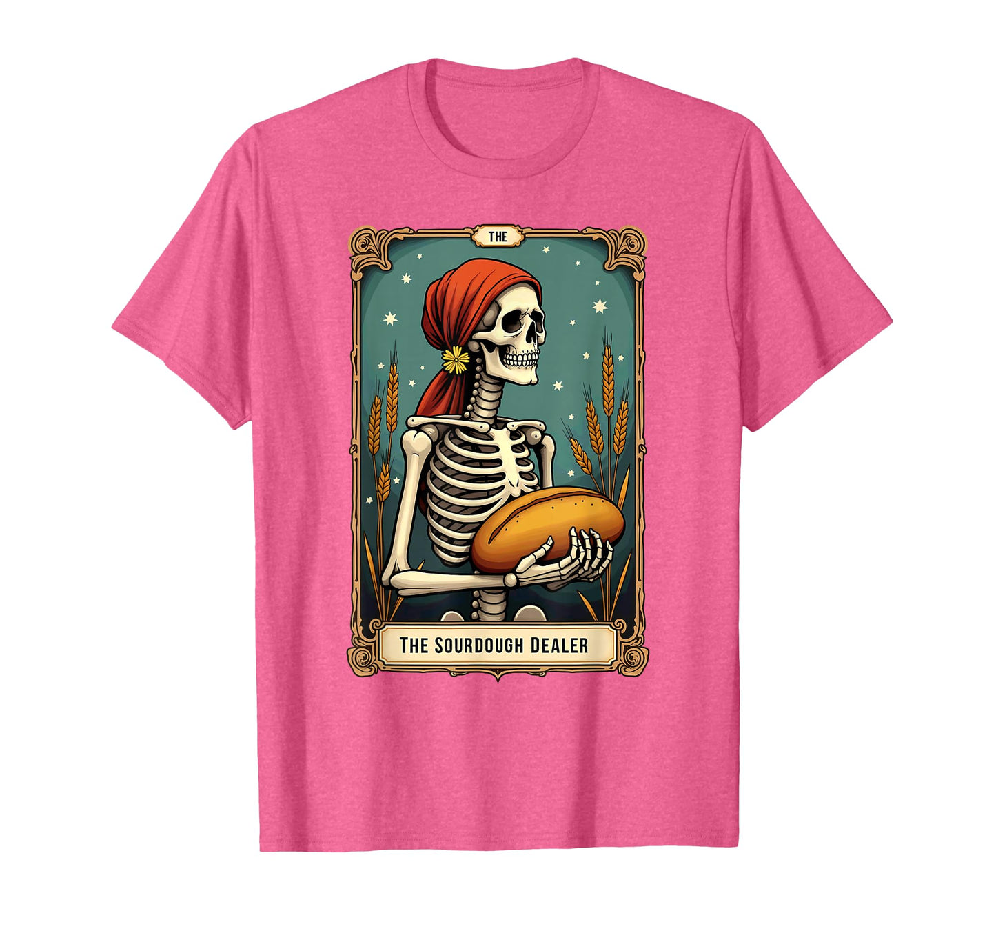 Gothic Tarot Card Skeleton Sourdough Dealer Halloween T-Shirt
