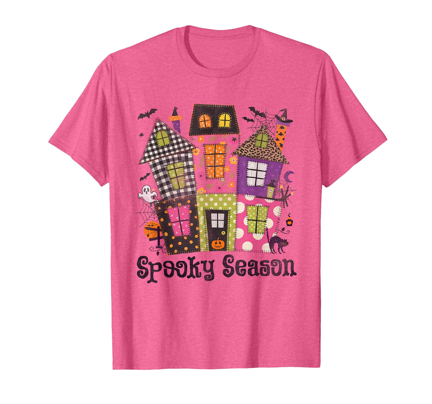 Preppy Spooky Season Patchwork House Boho Halloween Costume T-Shirt