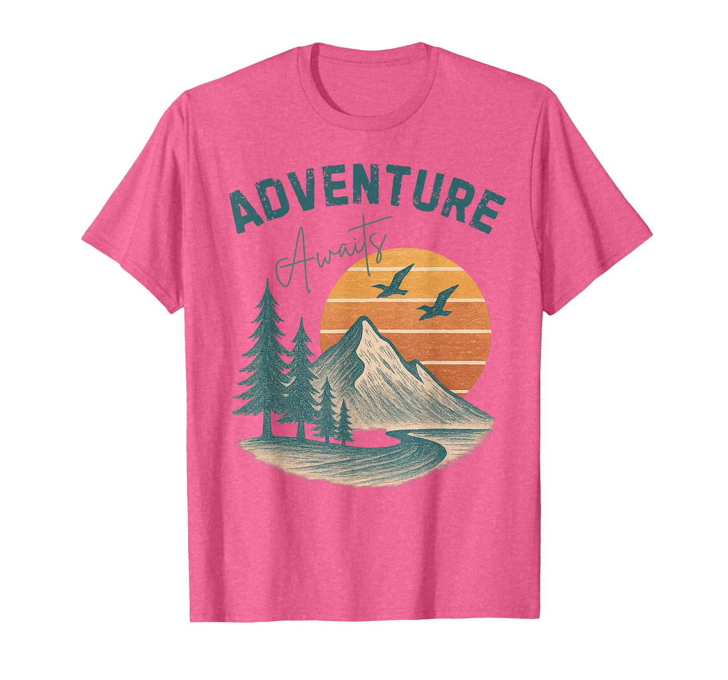Adventure Await Vintage Mountain Hiking Funny Hiking T-Shirt