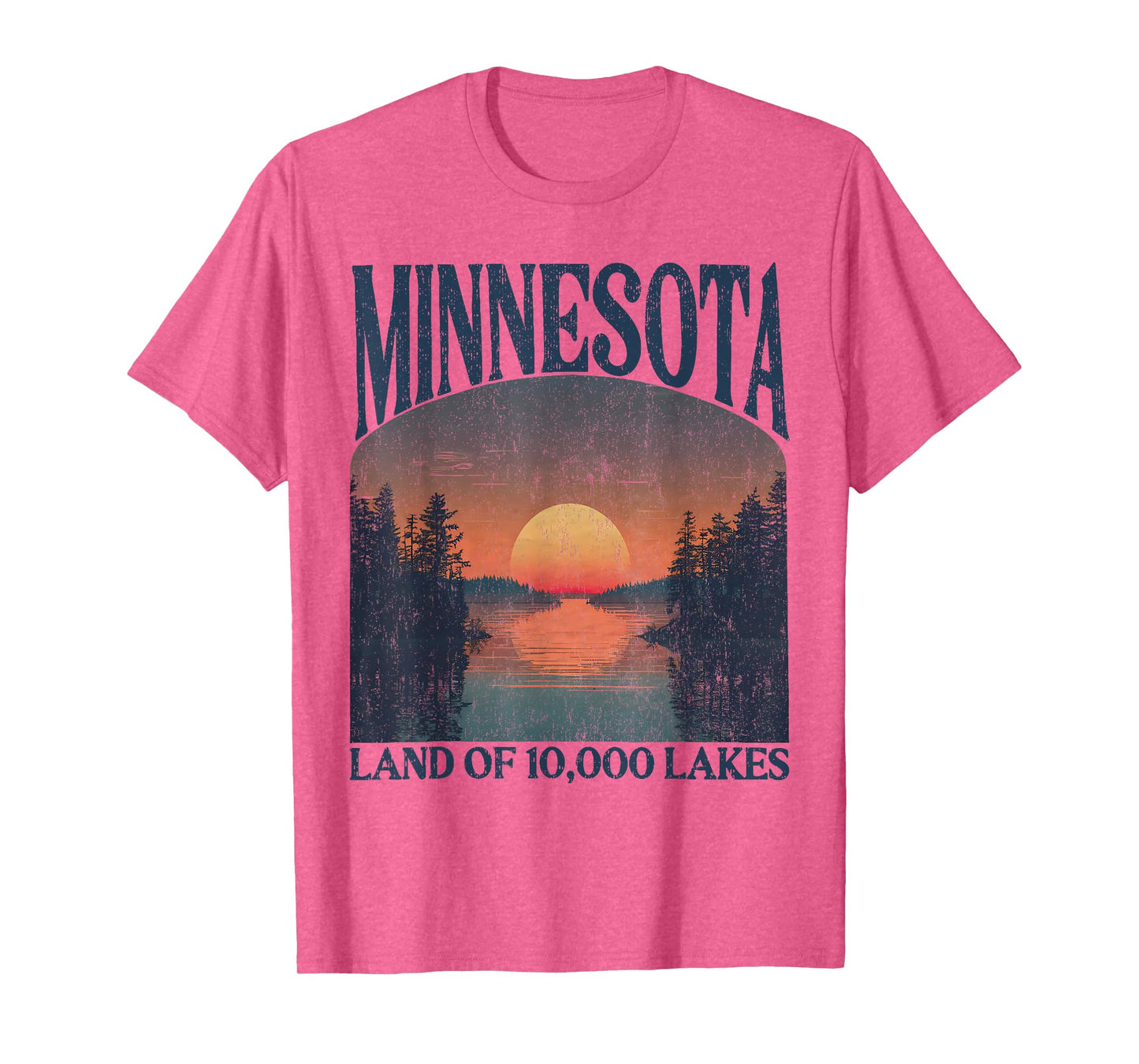 Minnesota Land Of 10000 Lakes Sunset Nature Vintage Style T-Shirt