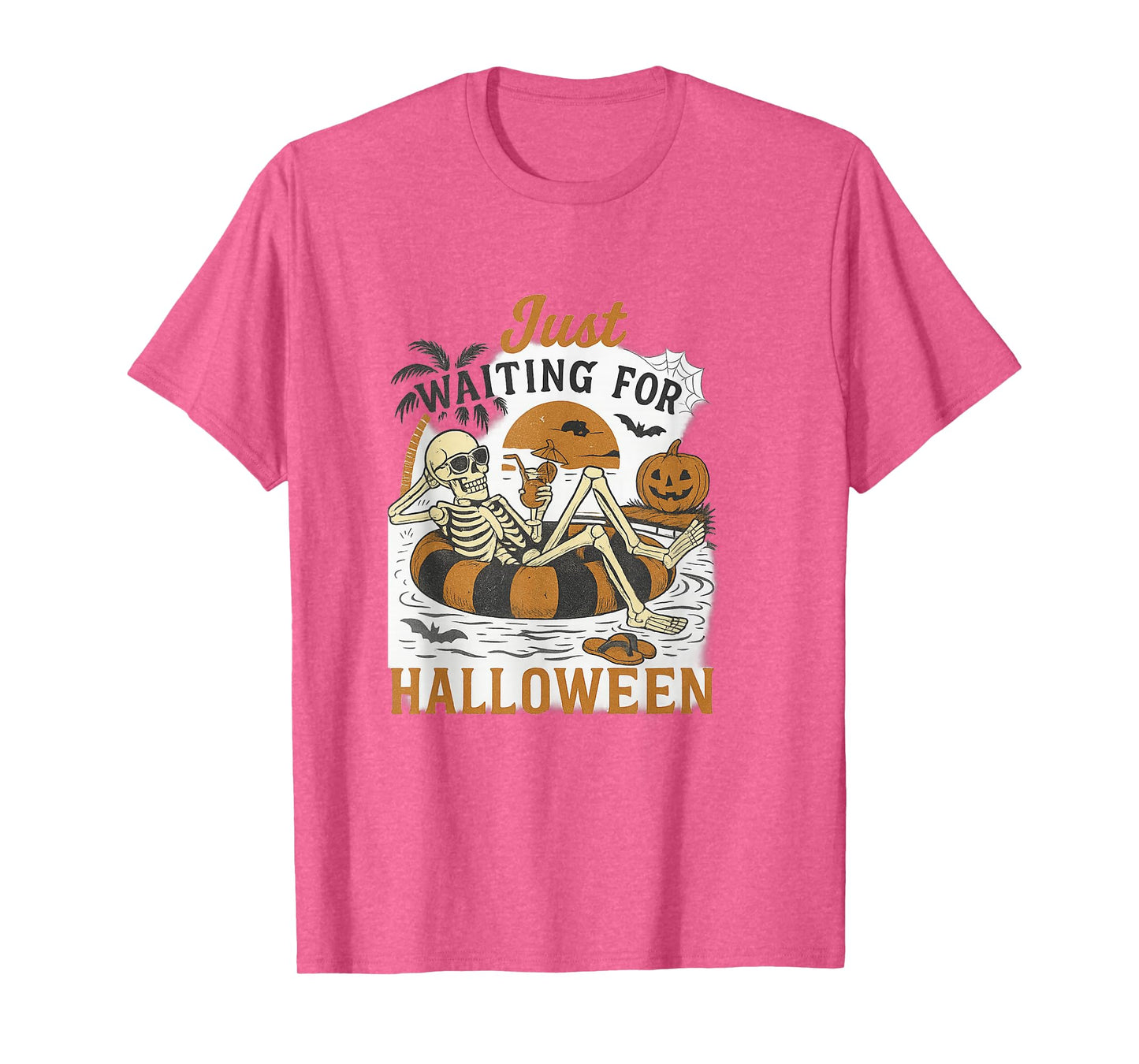 Waiting for Halloween Skeleton Fun Pool Party T-Shirt