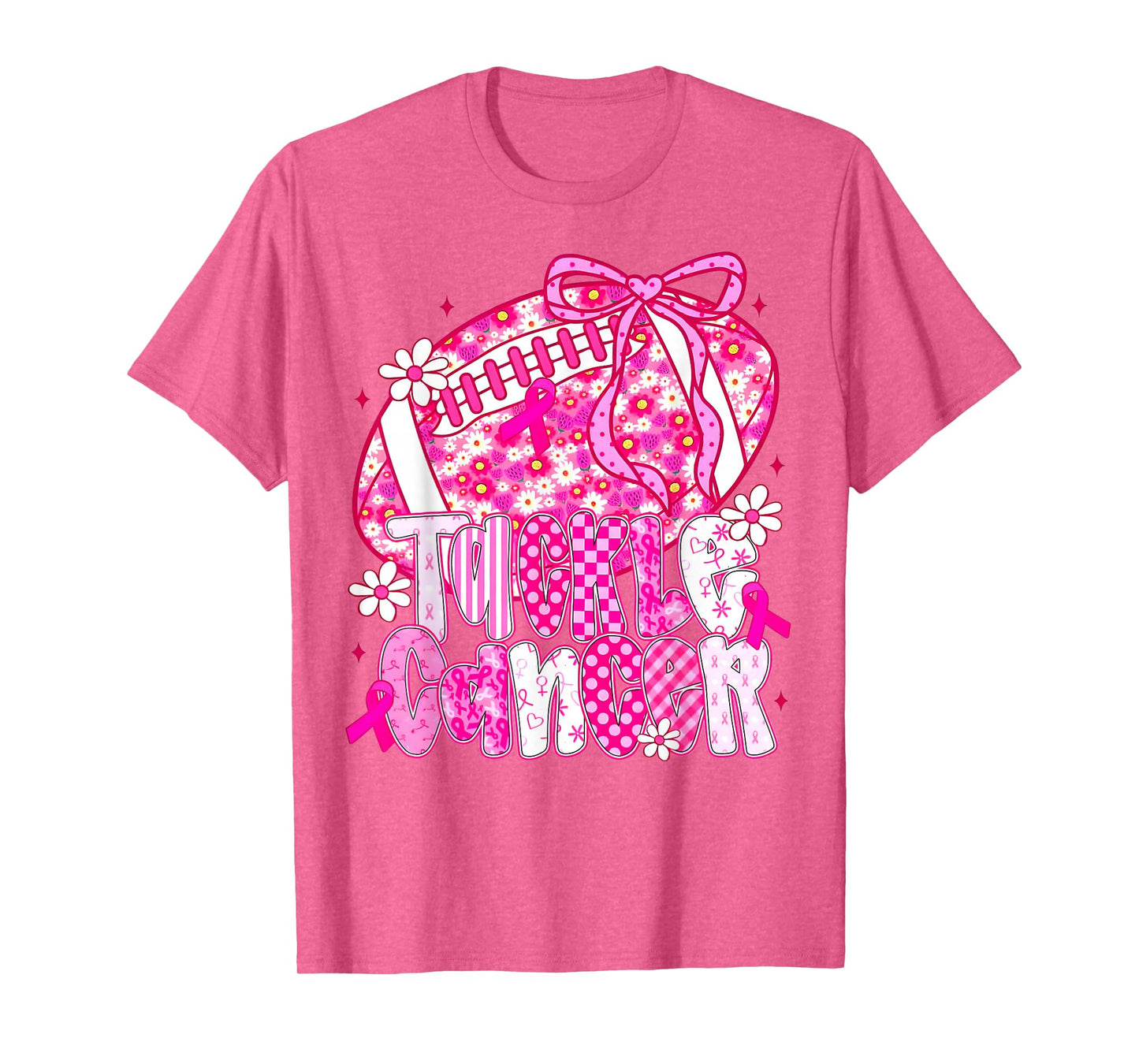 Tackle Breast Cancer Awareness American Football Bow Womens T-Shirt